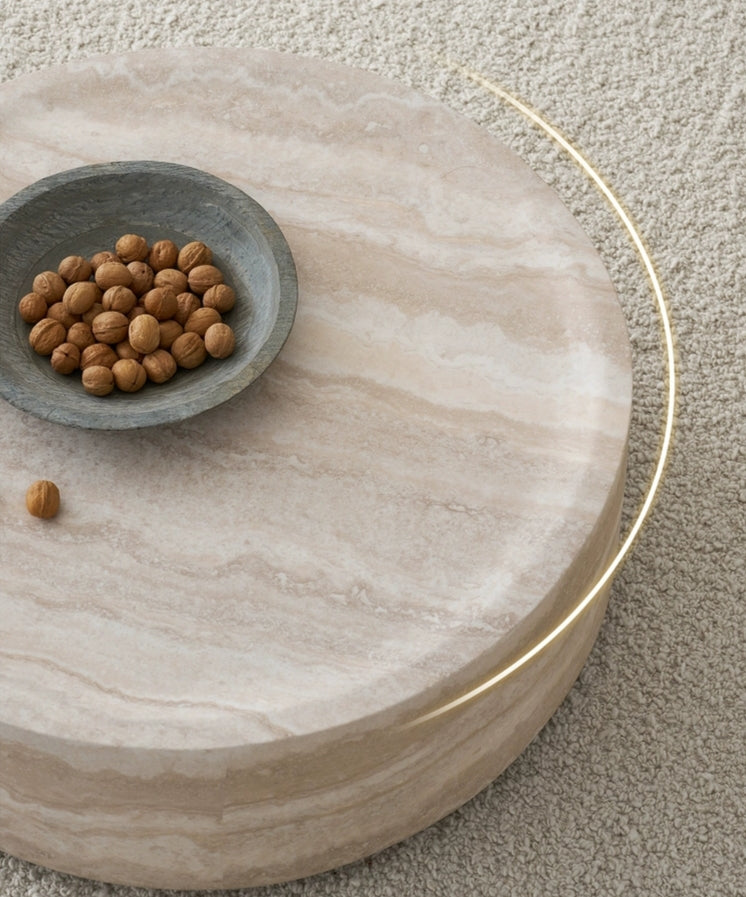 Tove Round Travertine Coffee Table