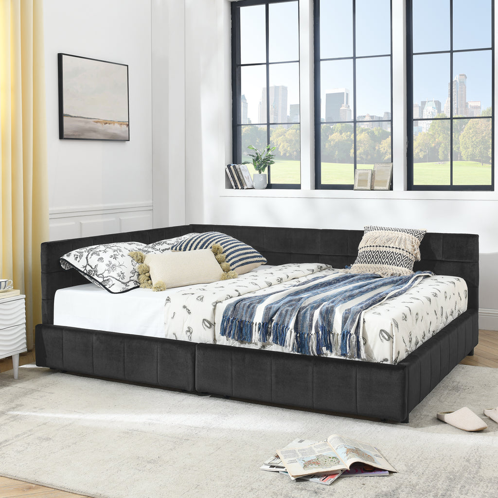 Jorun Storage Velvet Queen Bed Frame