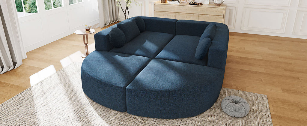 Oda Curved Boucle Sectional Sofa