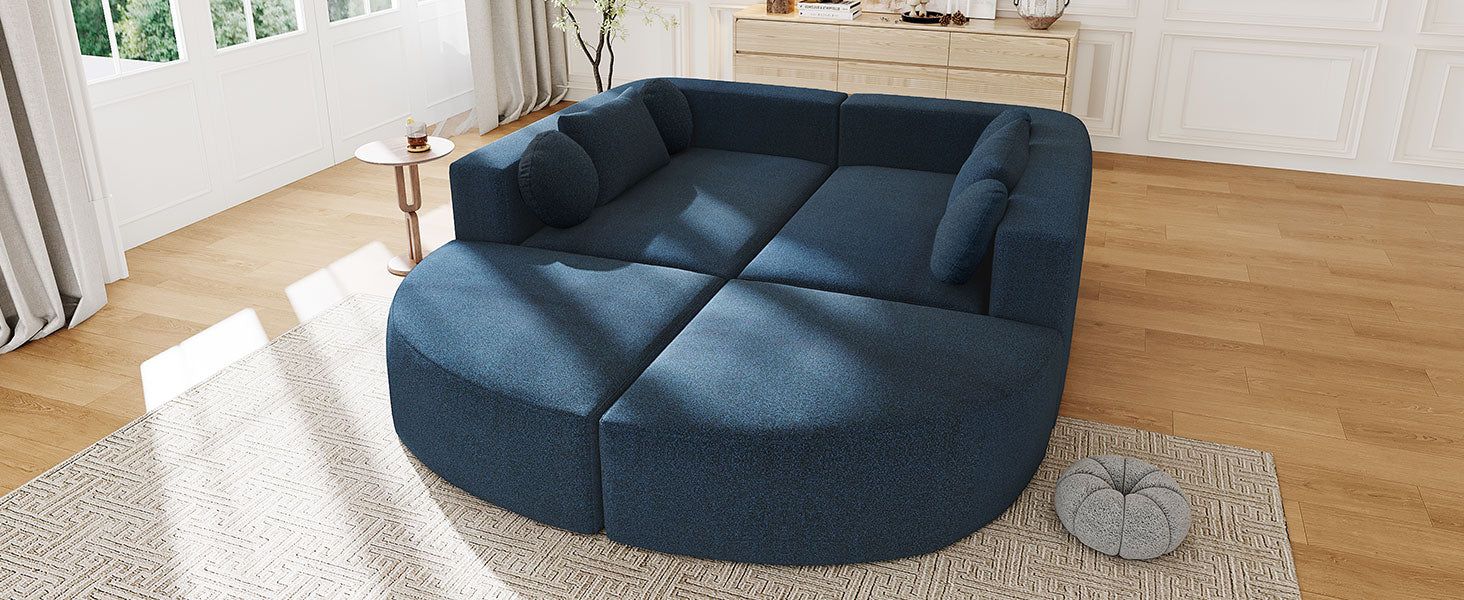 Oda Curved Boucle Sectional Sofa