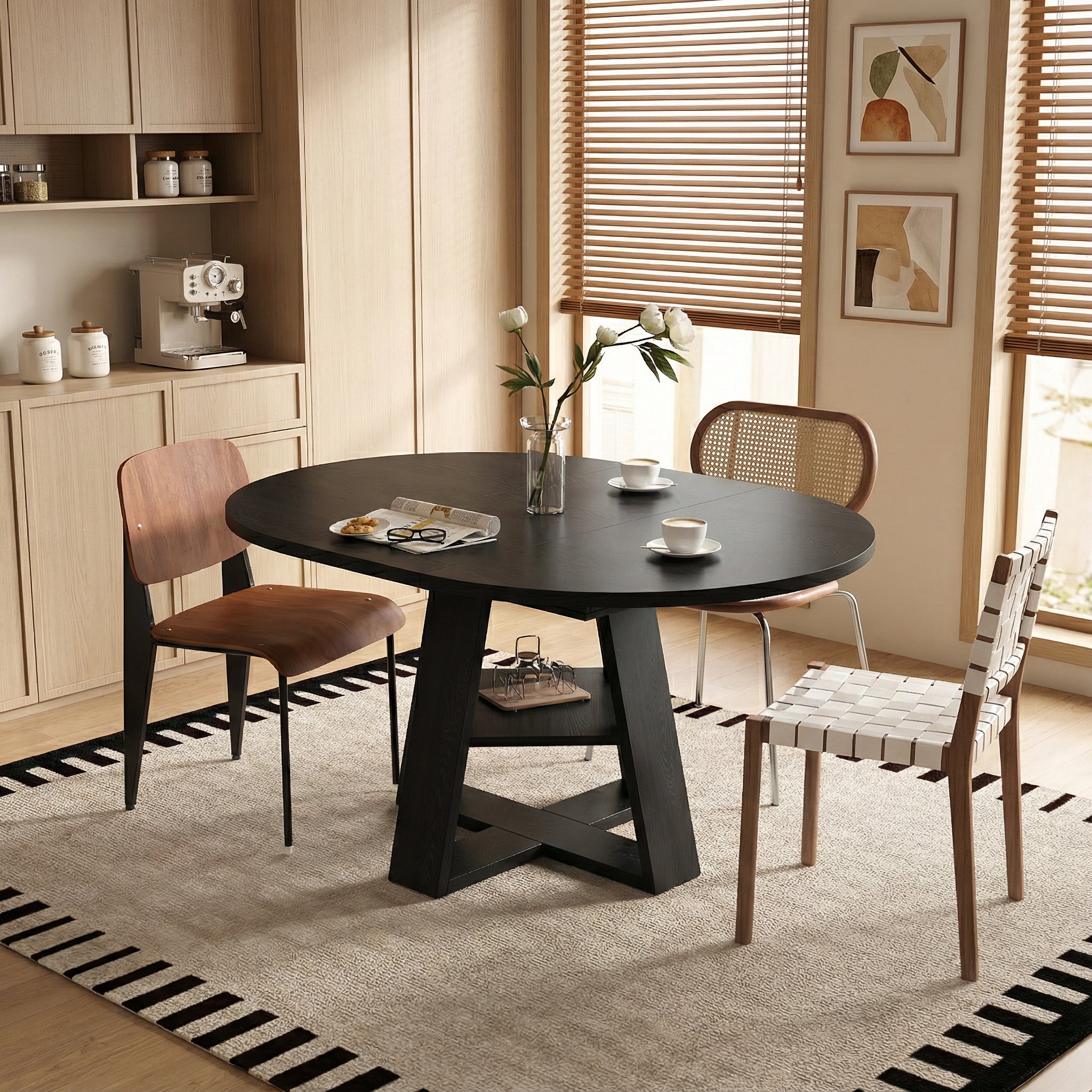 Nanne Round Walnut Dining Table