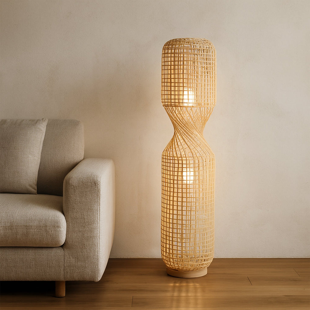 Twirla Rattan Floor Lamp – Large/Small