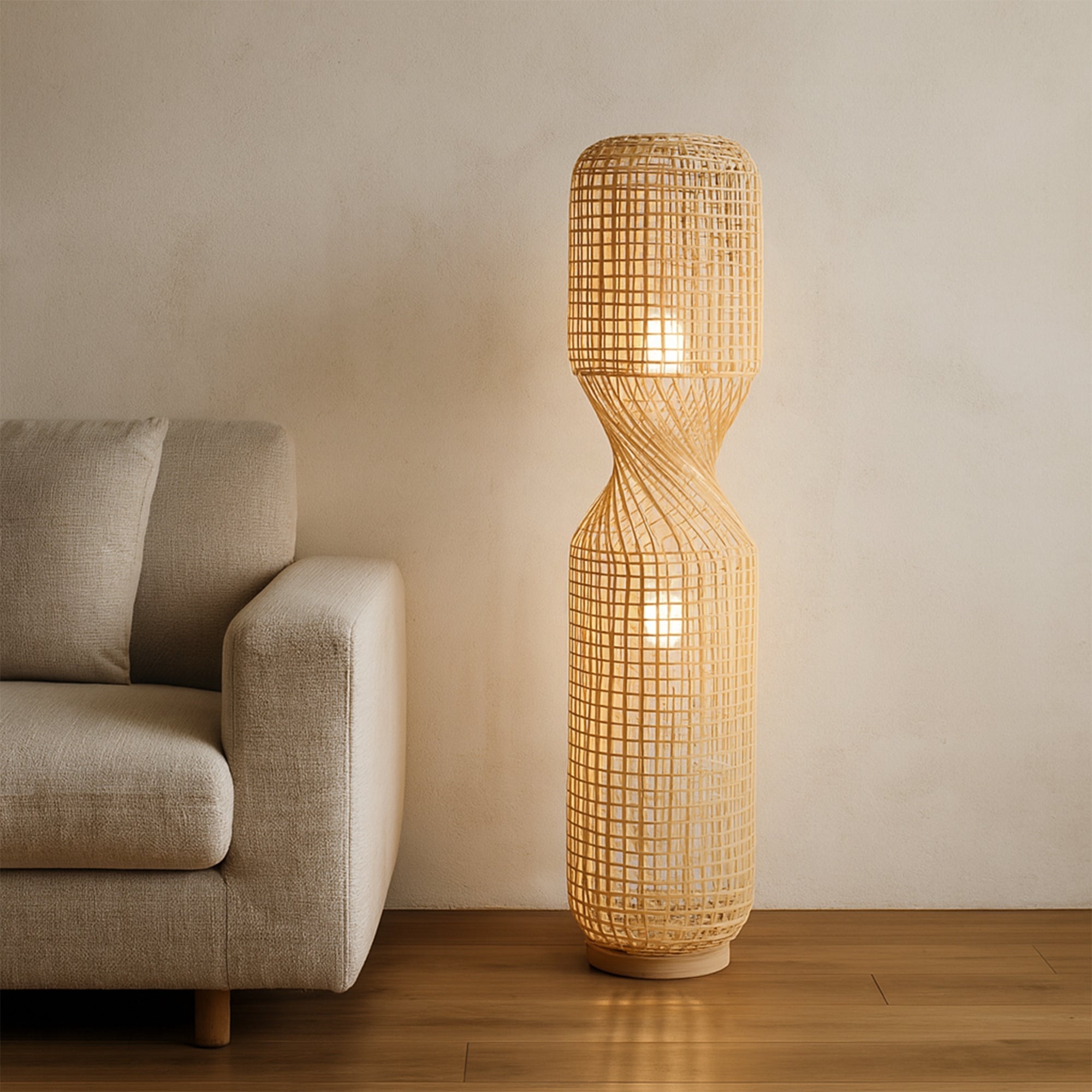 Twirla Rattan Floor Lamp – Large/Small