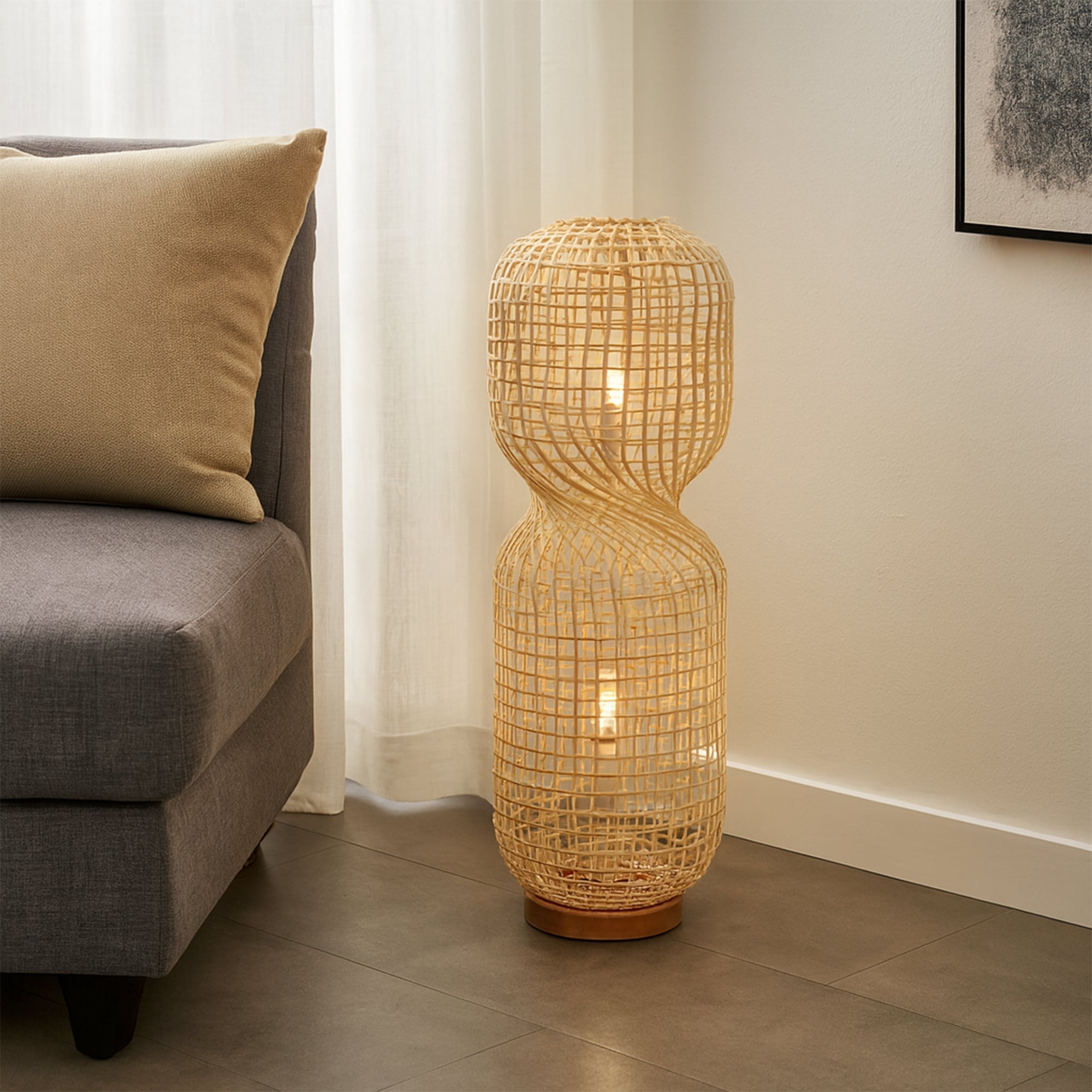 Twirla Rattan Floor Lamp – Large/Small
