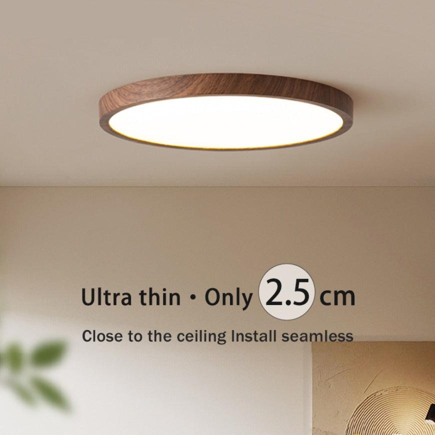 Circulaire Ultradunne Plafondlamp met Houtafwerking