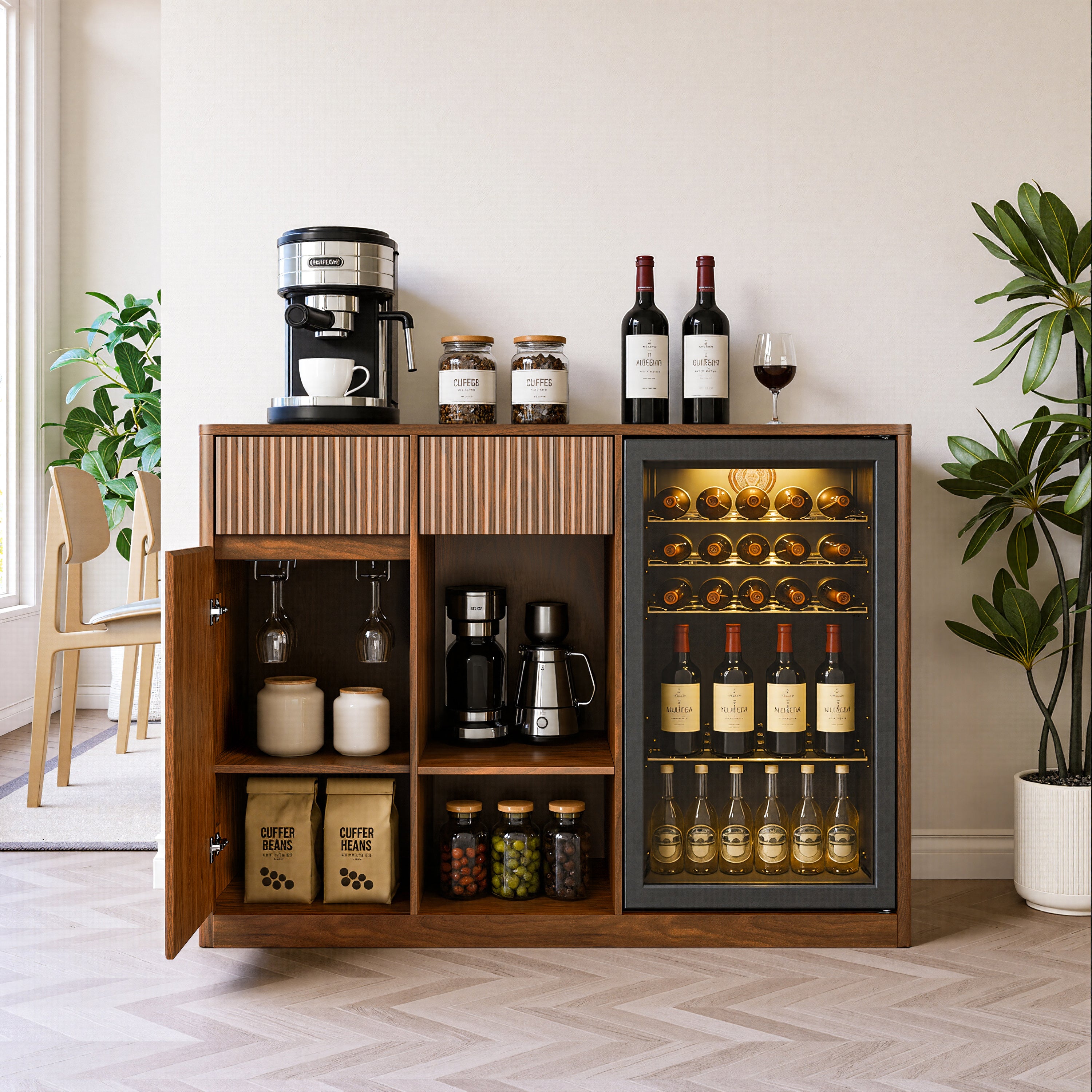 Sten Fluted Walnut Cabinet