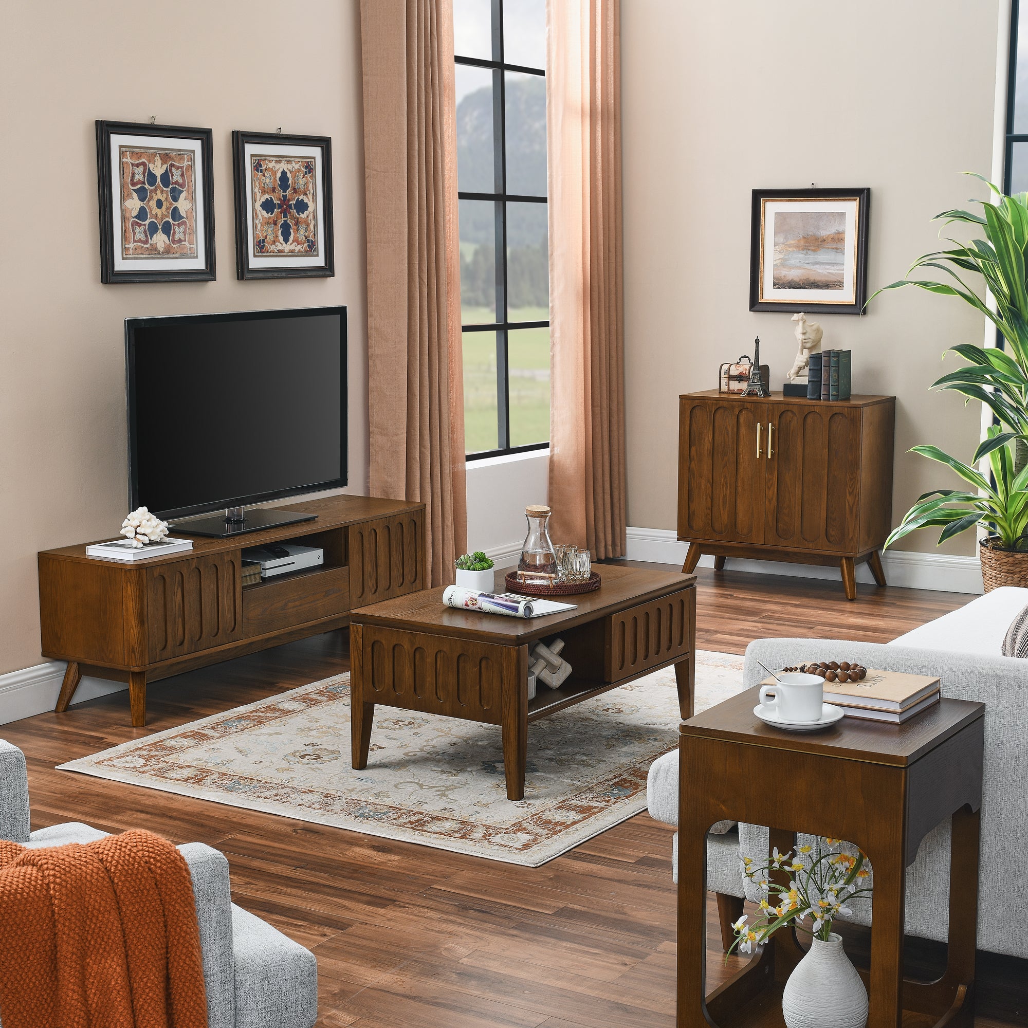 Tilde Fluted Walnut Cabinet