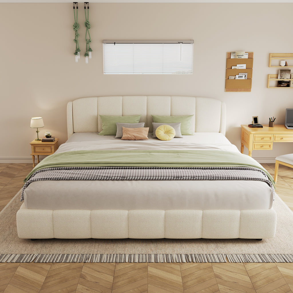Dagny Boucle King Platform Bed Frame