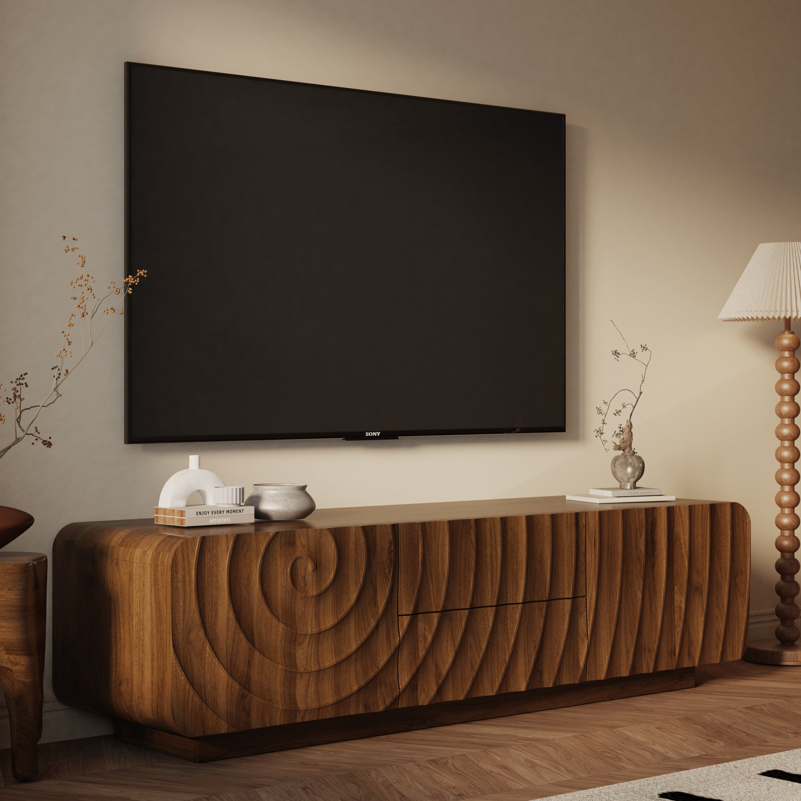 Bente Storage Walnut TV Stand