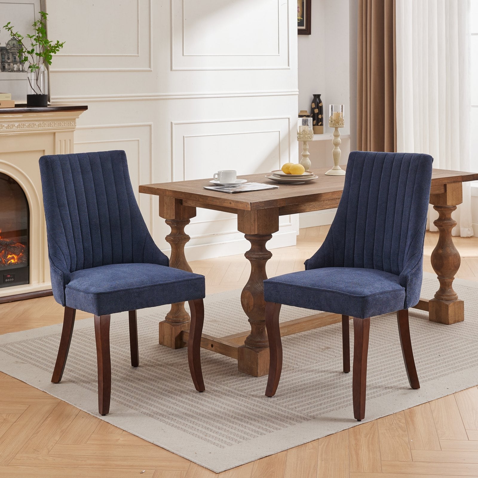 Moa Curved Linen Dining Chair