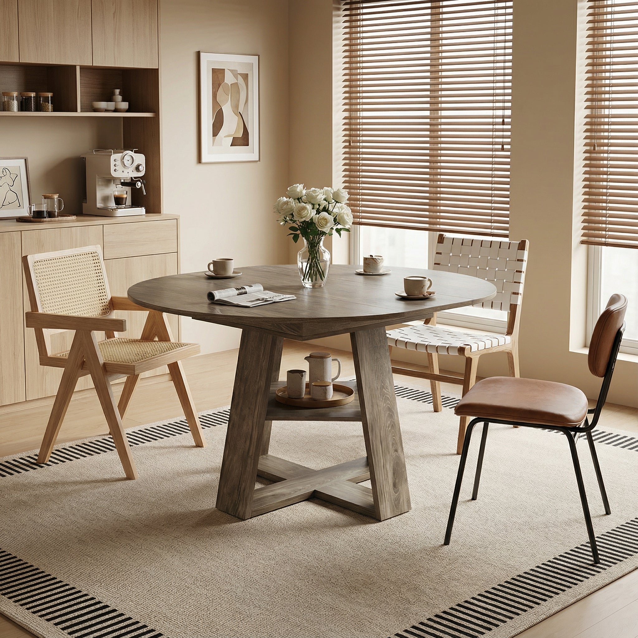 Nanne Round Walnut Dining Table