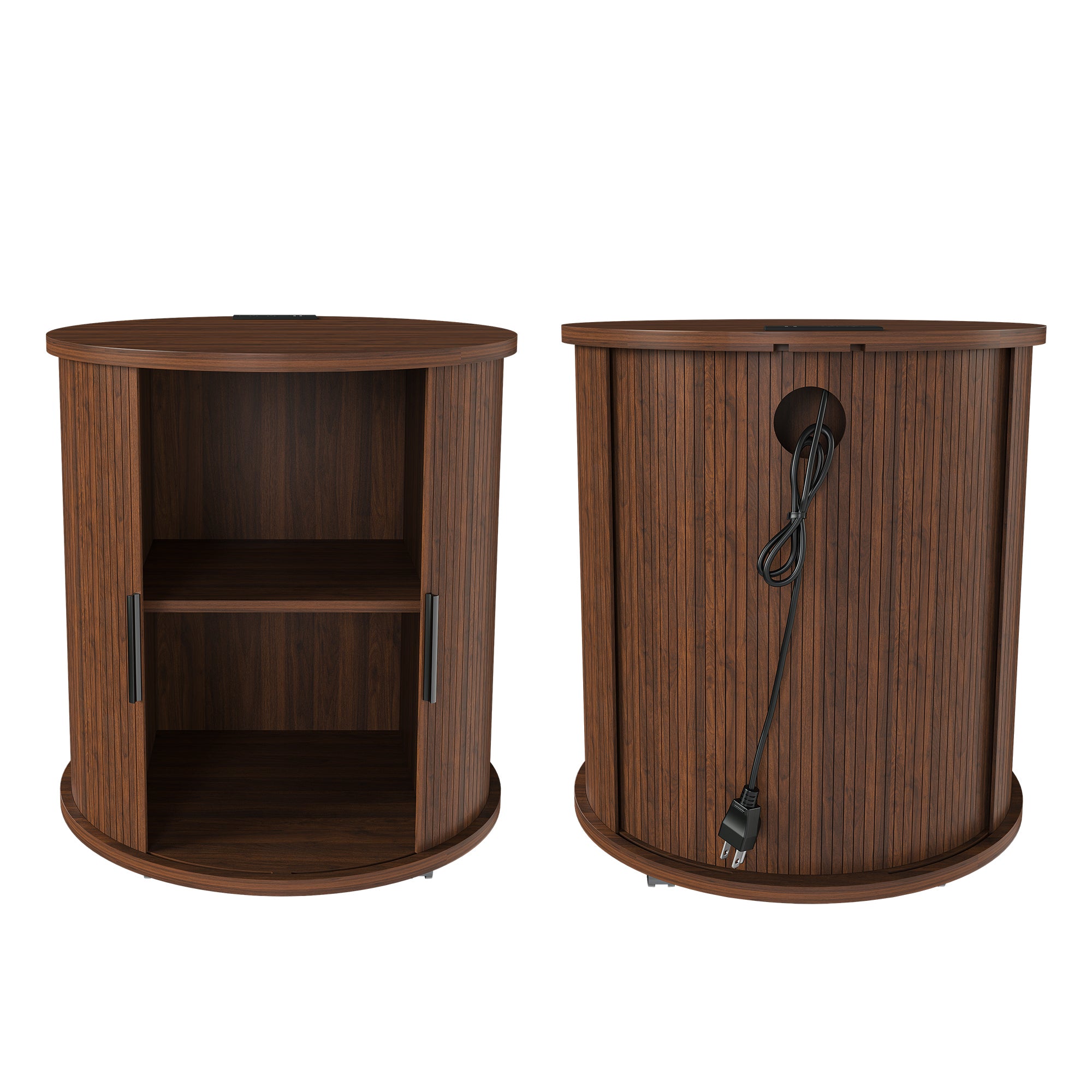 Halvor Round Walnut Nightstand