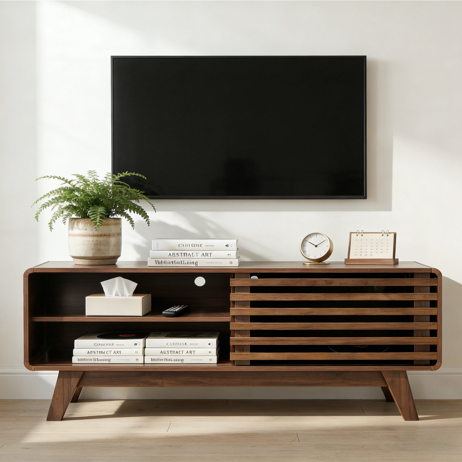 Mikkel Fluted Walnut TV Stand
