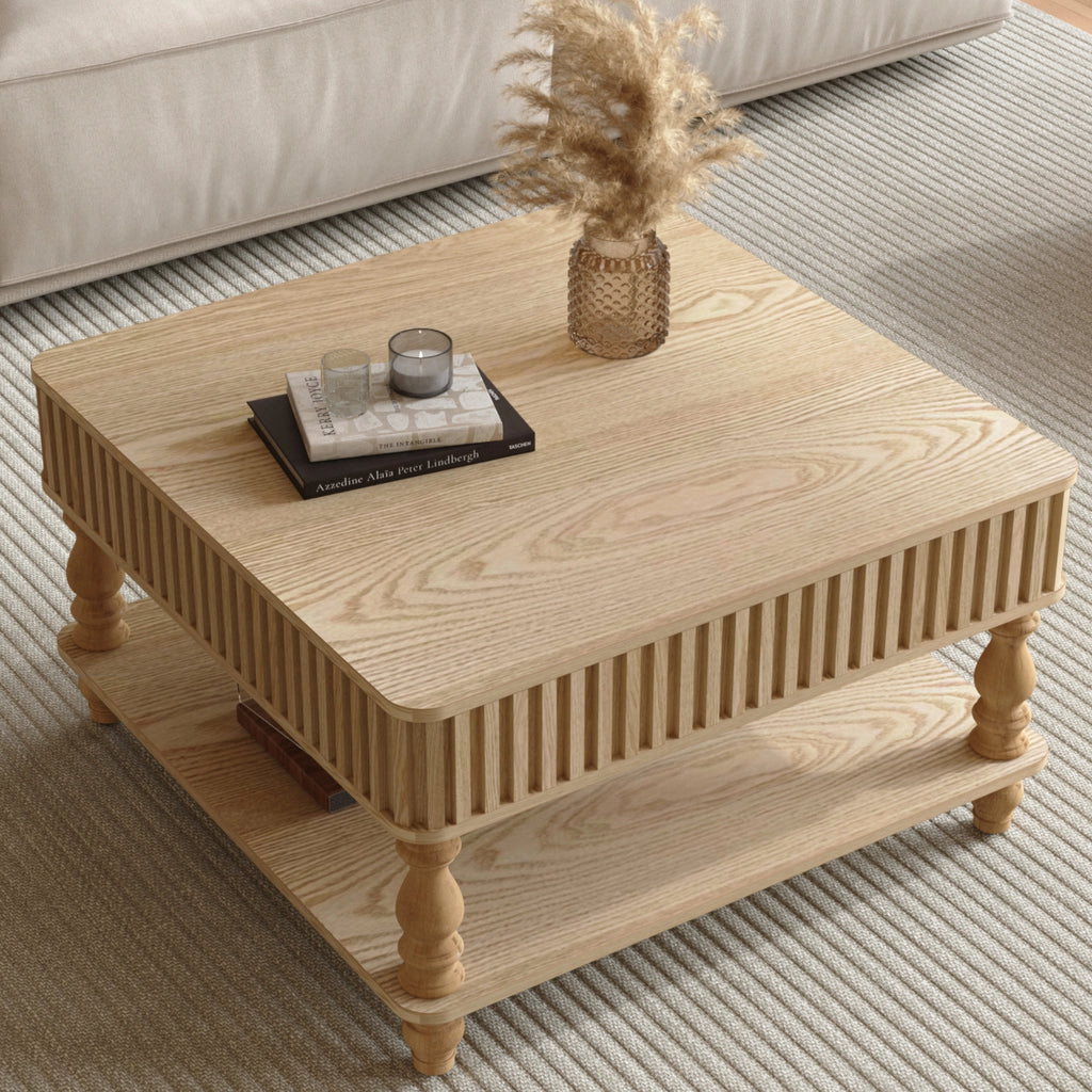 Pia Fluted Solid Wood Coffee Table