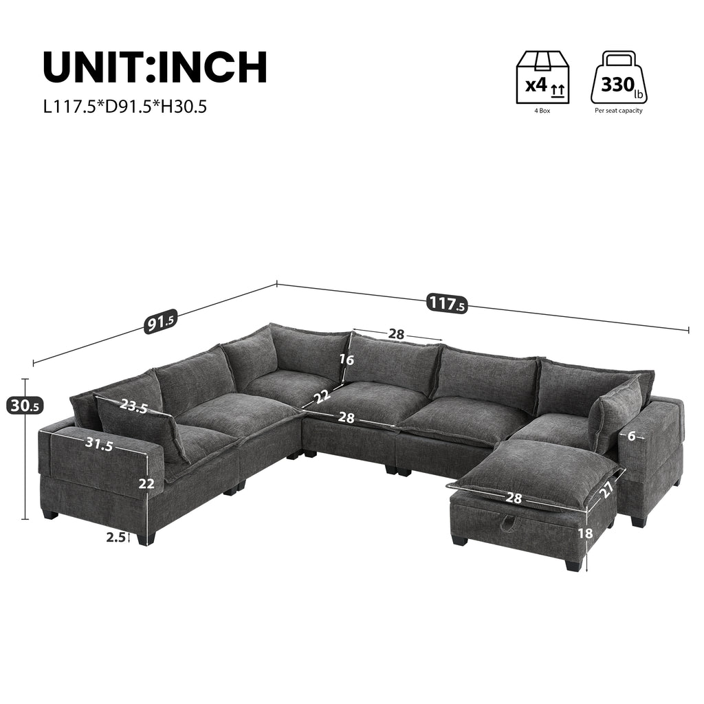 Fia 7-Piece Storage Sectional Sofa