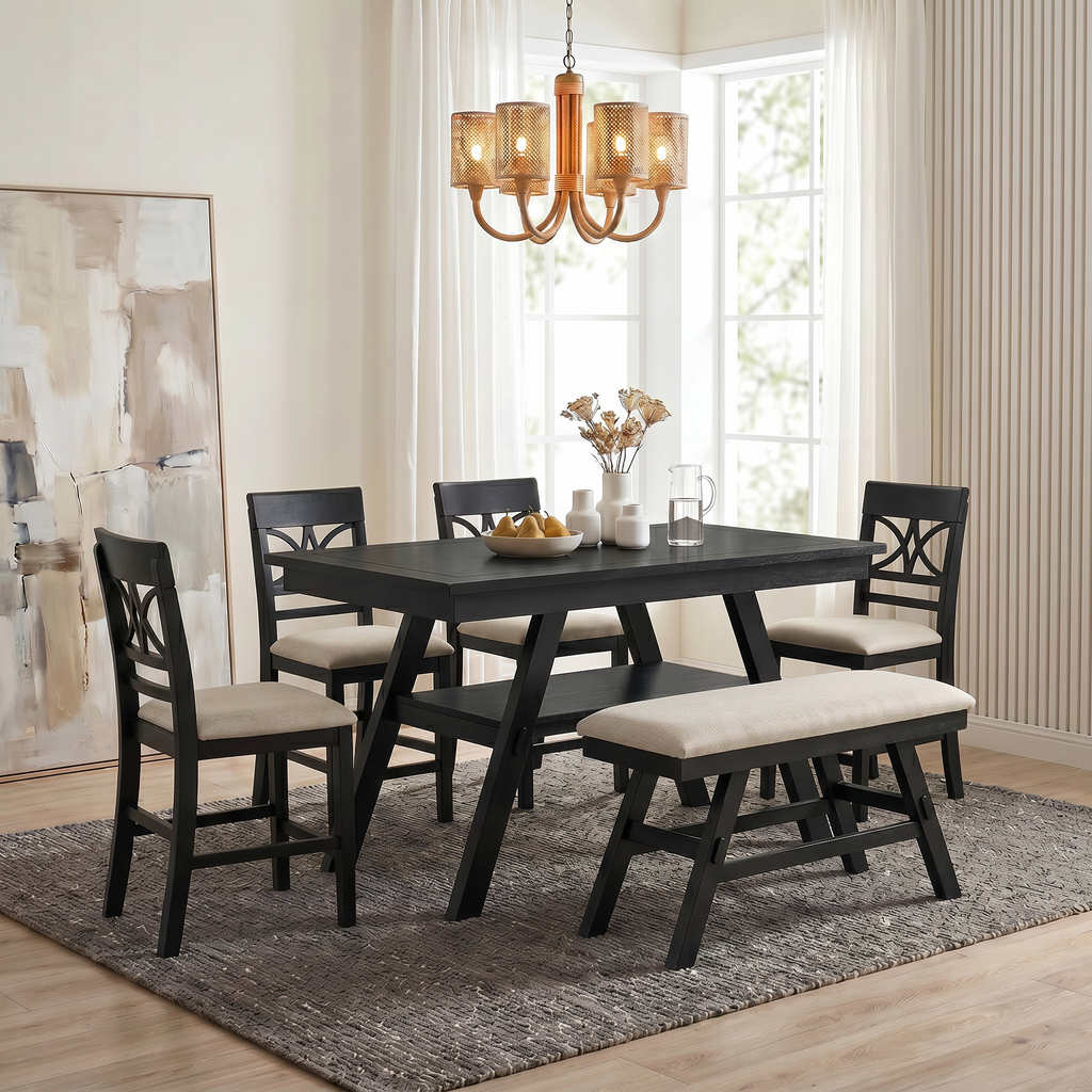 Dahl 6-Piece Storage Solid Wood Dining Set