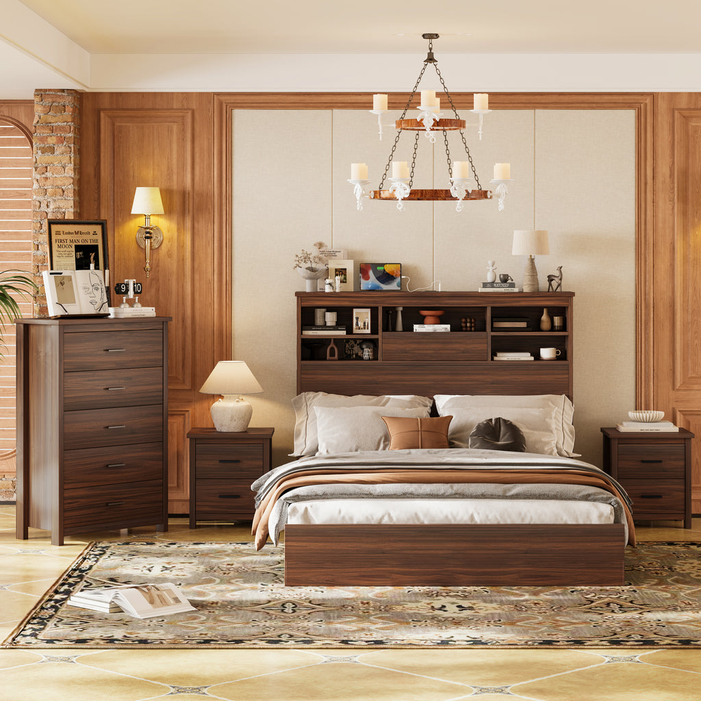 Soren Storage Walnut Bedroom Set