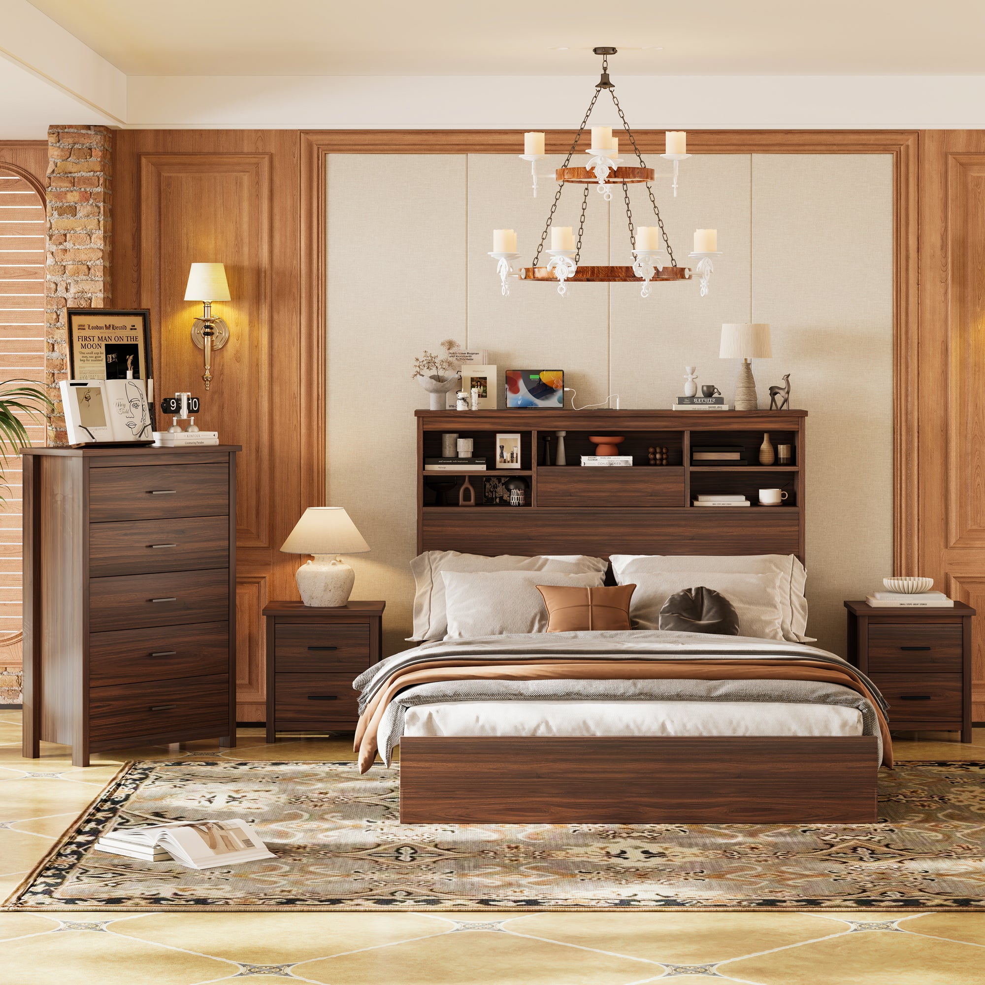 Soren Storage Walnut Bedroom Set