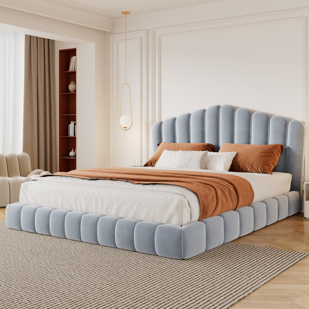 Kajsa Velvet Queen Bed Frame