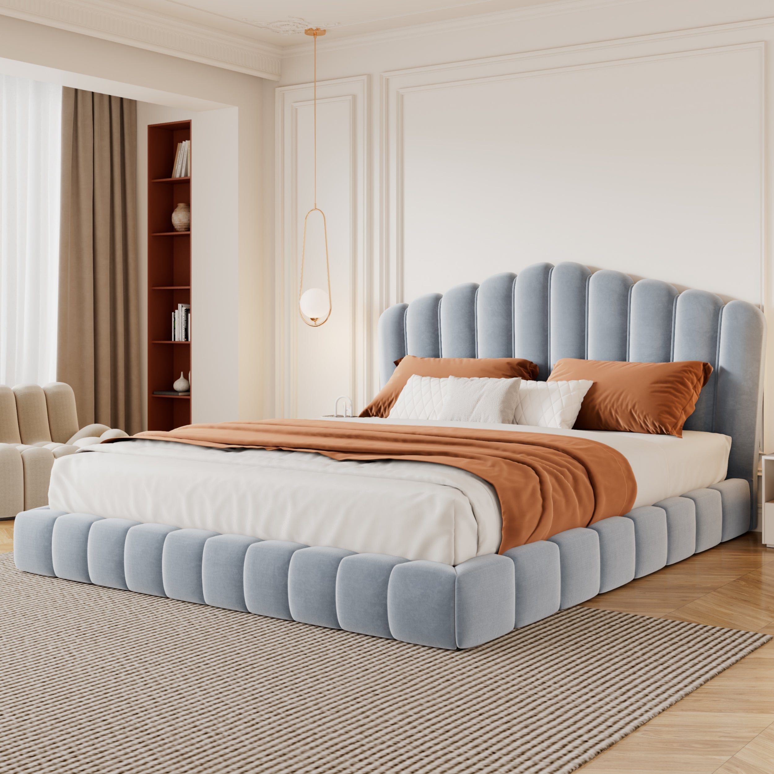 Kajsa Velvet Queen Bed Frame