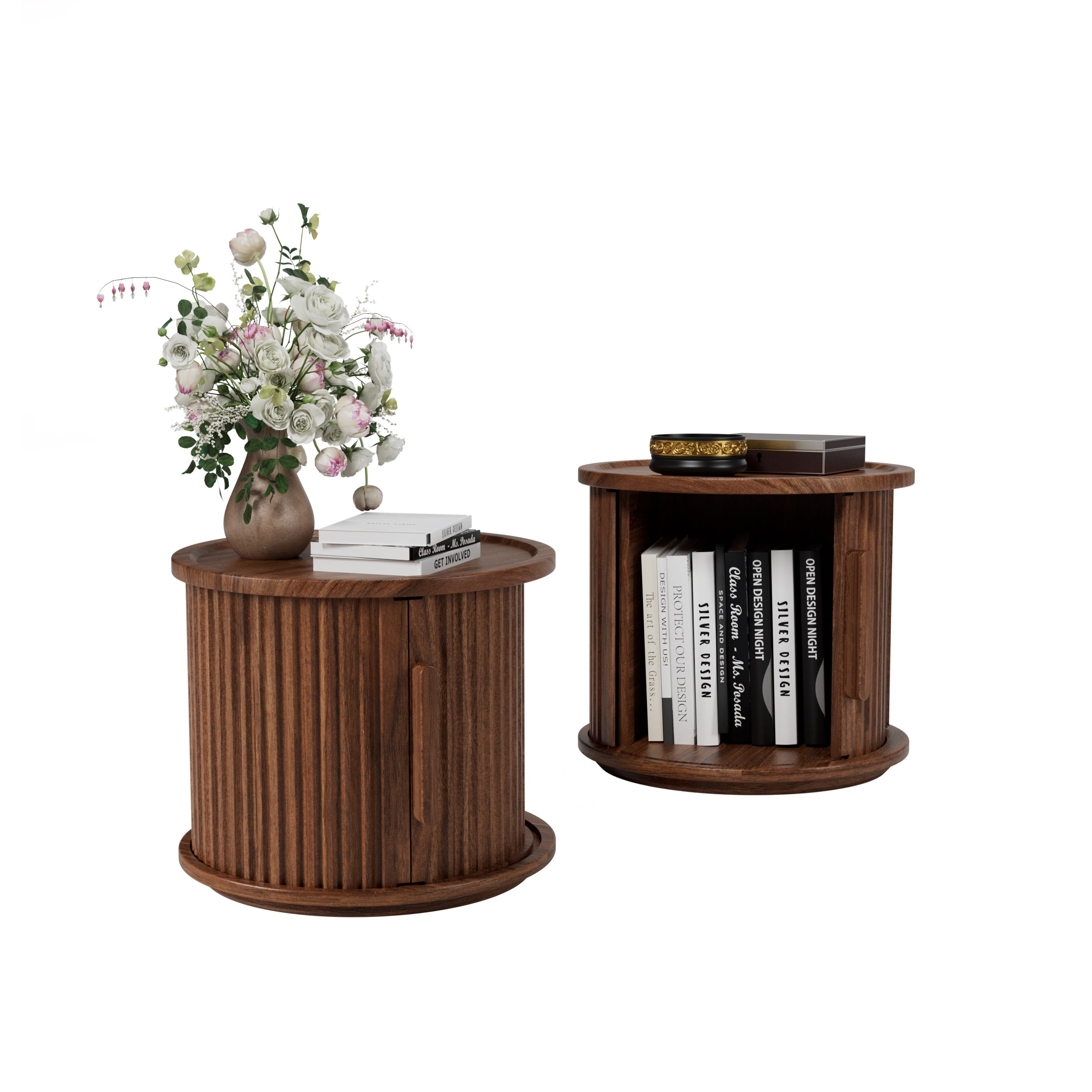 Sigrid Fluted Walnut Nightstand