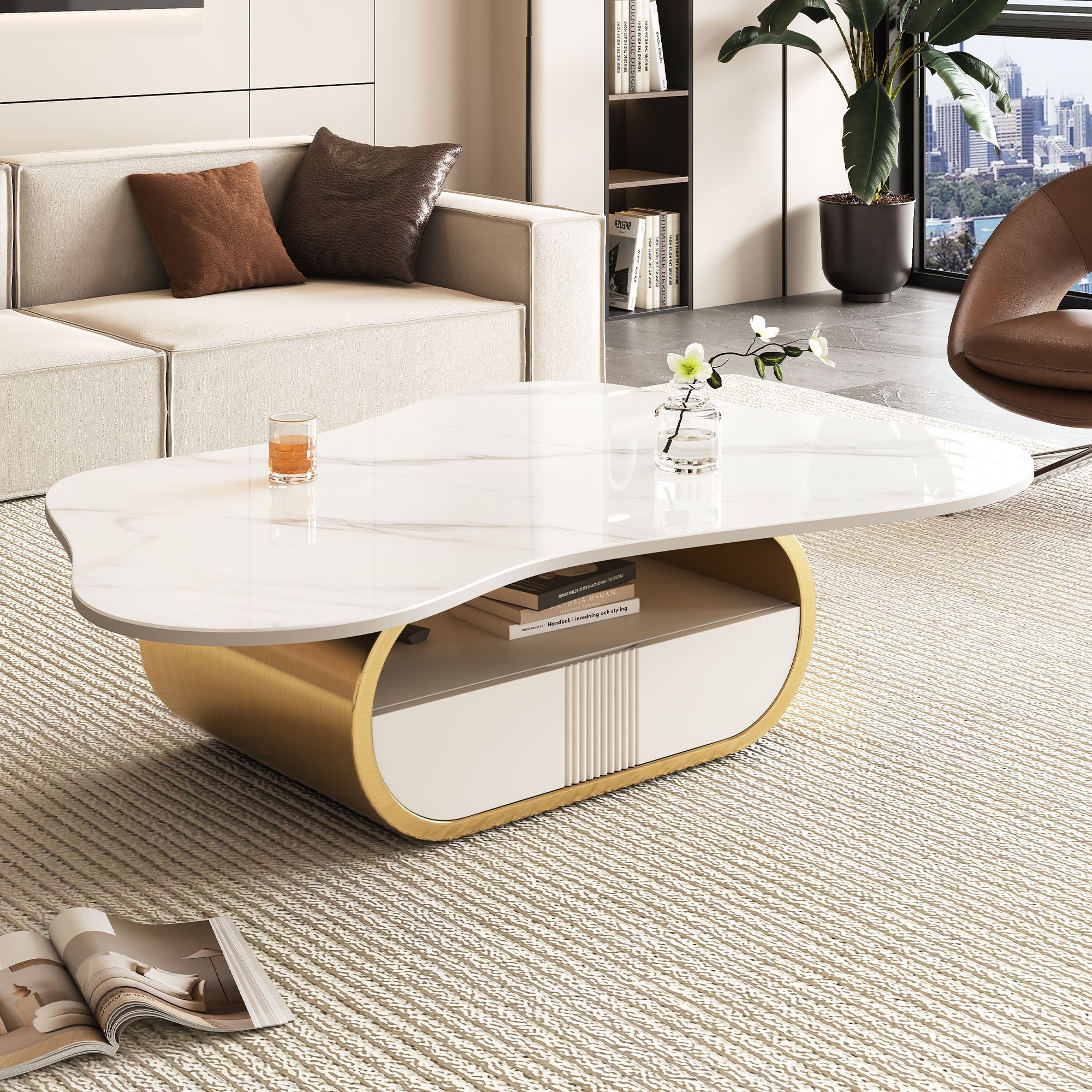 Vidar Oval Marble Coffee Table