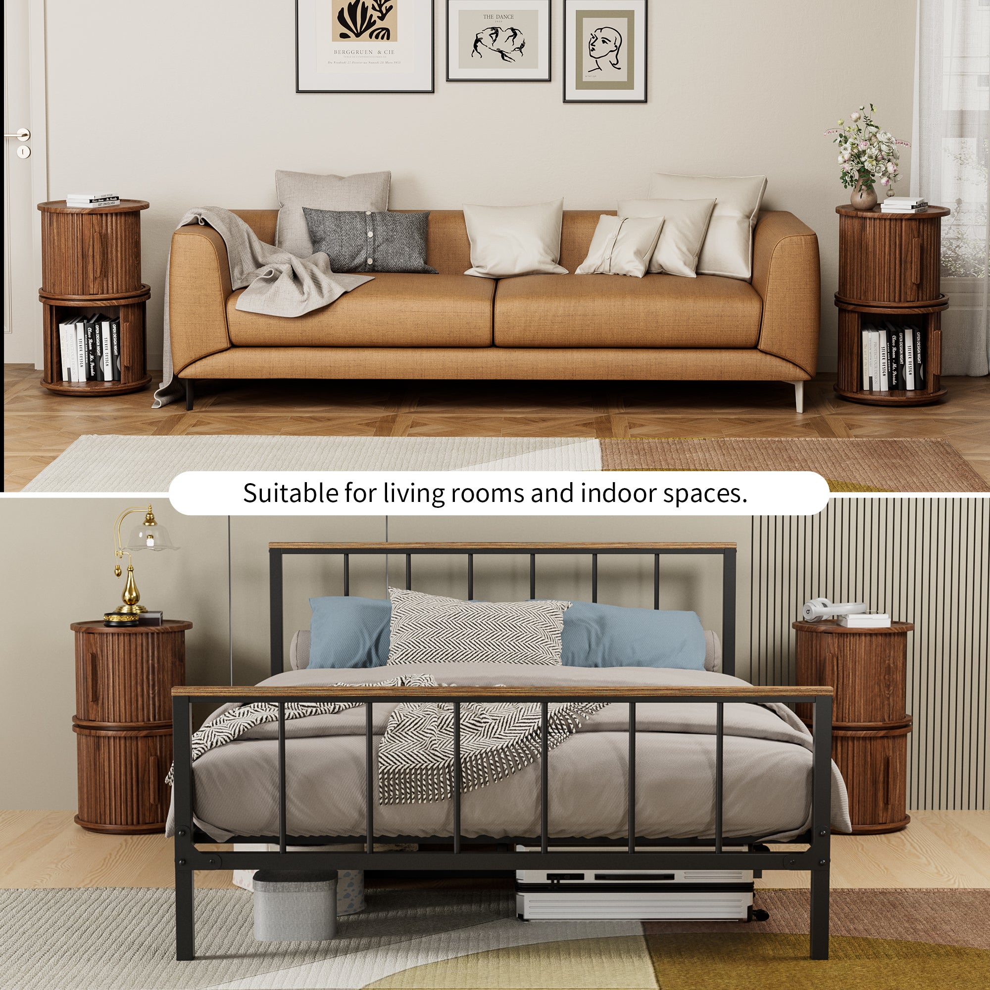 Sigrid Fluted Walnut Nightstand