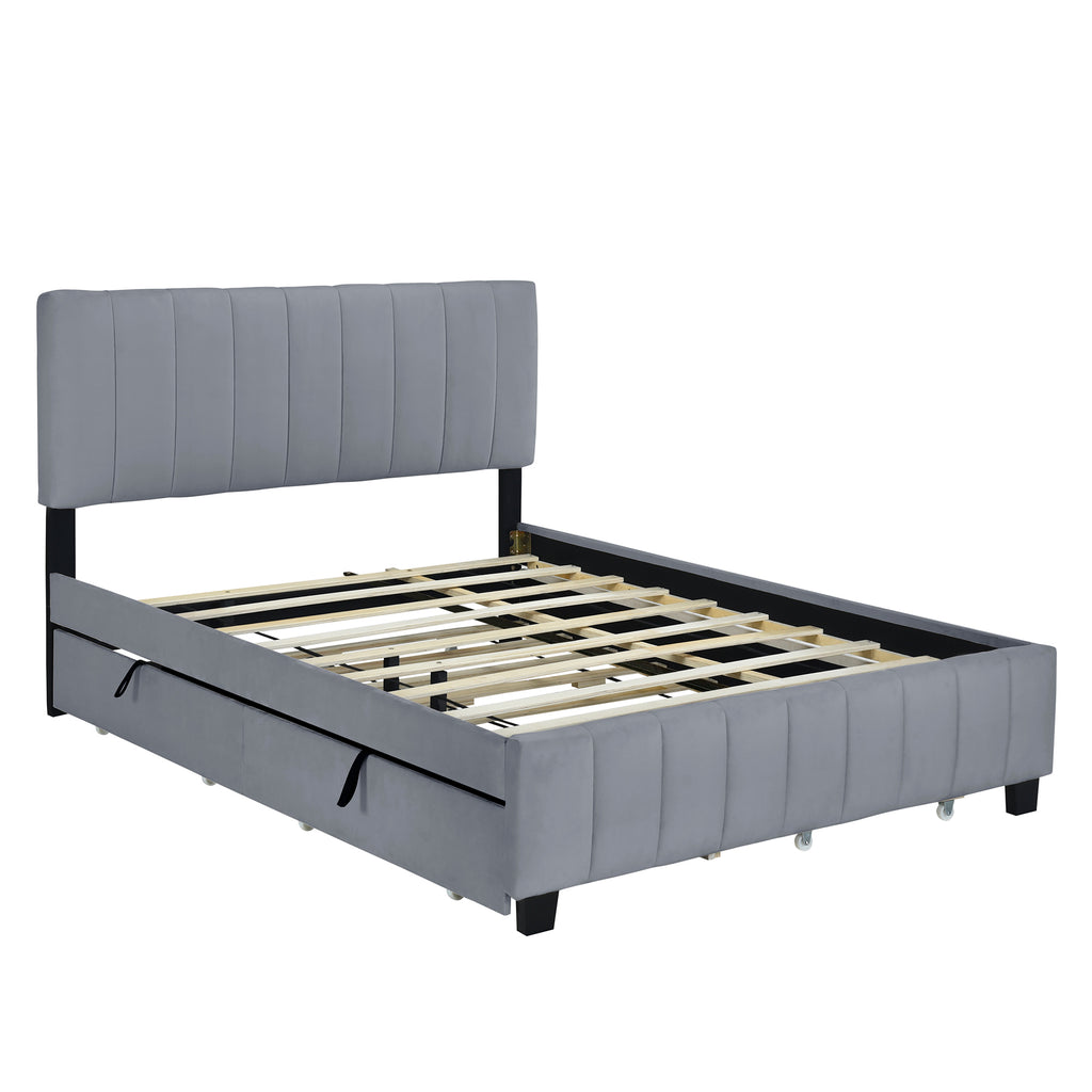 Ditte Velvet Queen Platform Bed Frame