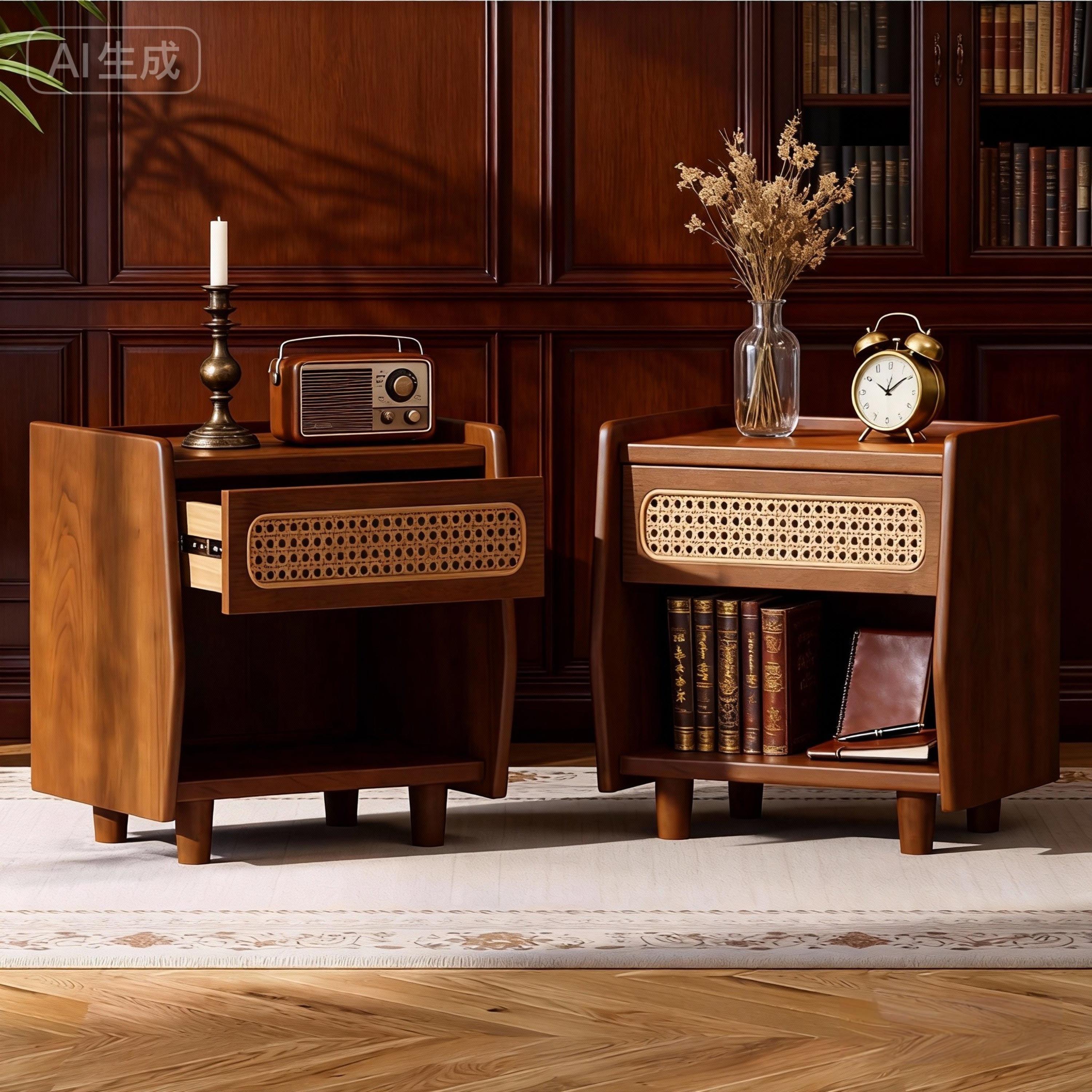 Ebba Storage Walnut Nightstand