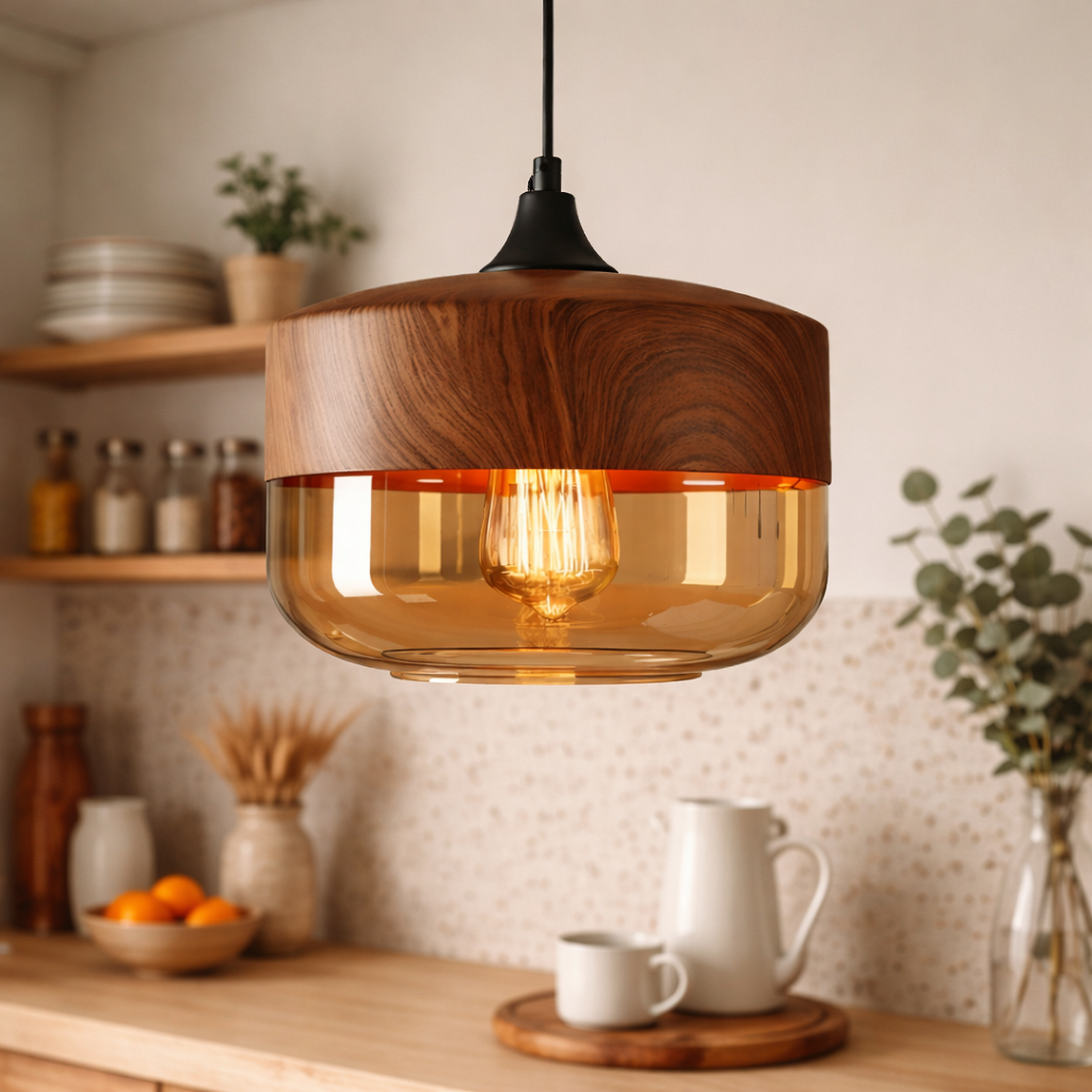 Skandinavisk Loftslampe med Retro Glaselement