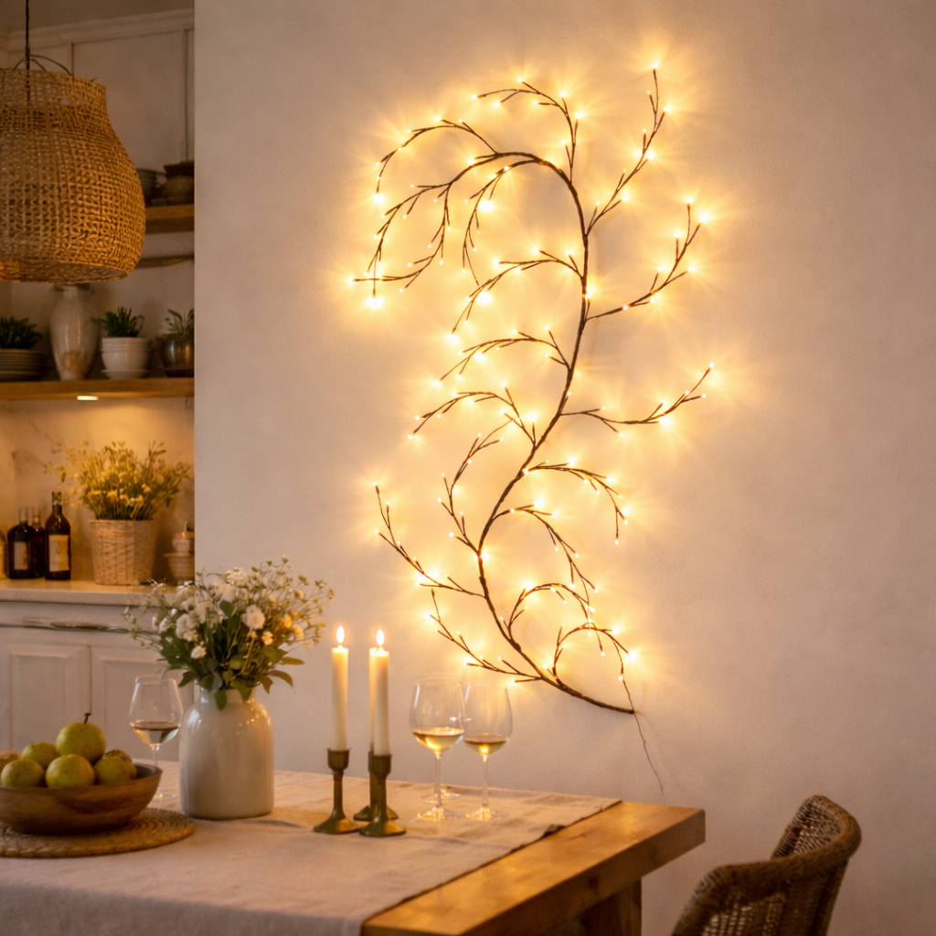 Illuminated birch tree decoration