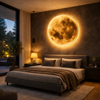 Wandleuchte mit Vollmond-Relief