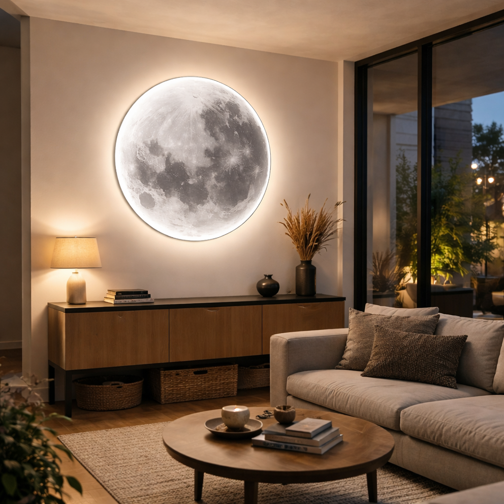 Wandleuchte mit Vollmond-Relief