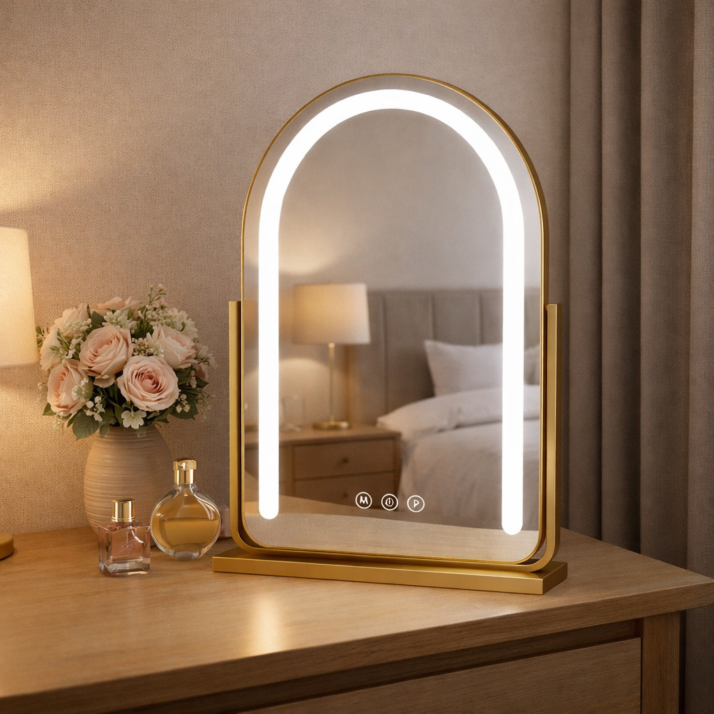 Dimmable Arc-Shaped LED Bathroom Mirror