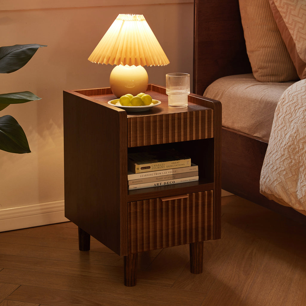 Maren Fluted Walnut Nightstand