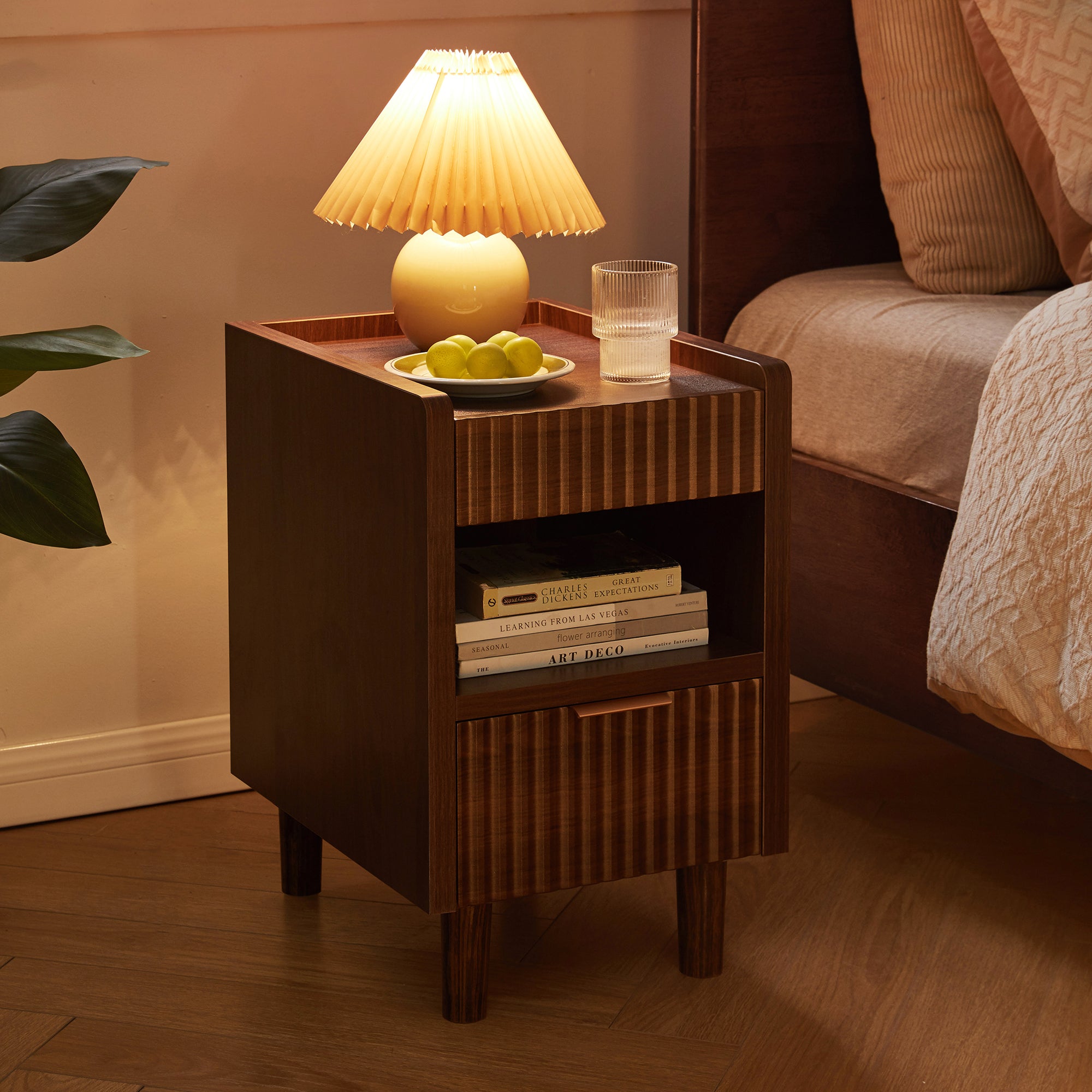 Maren Fluted Walnut Nightstand