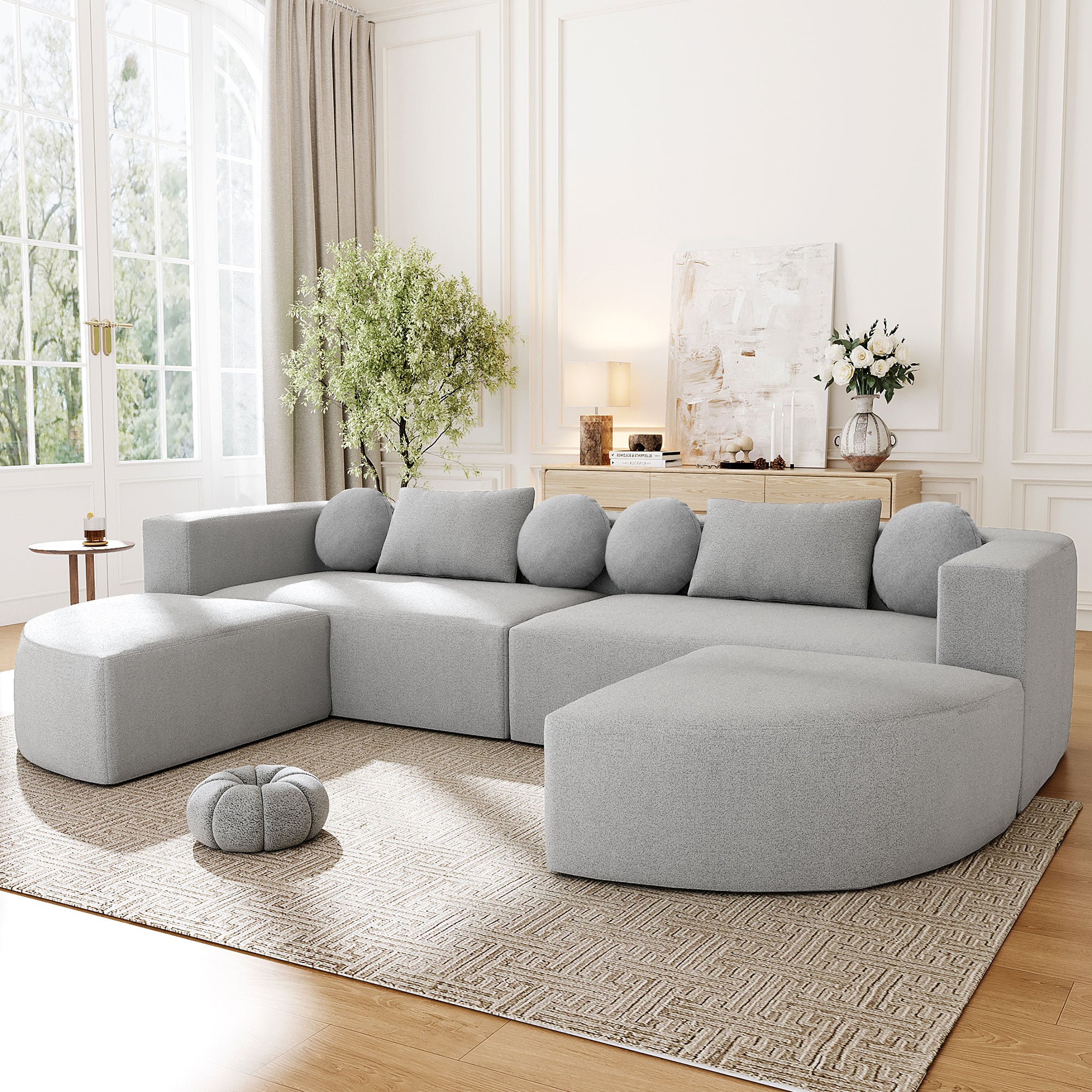 Oda Curved Boucle Sectional Sofa