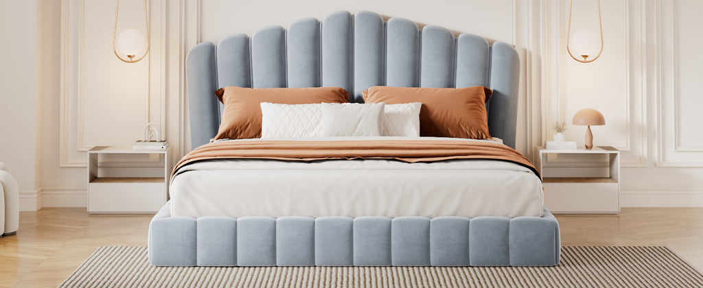 Kajsa Velvet Queen Bed Frame