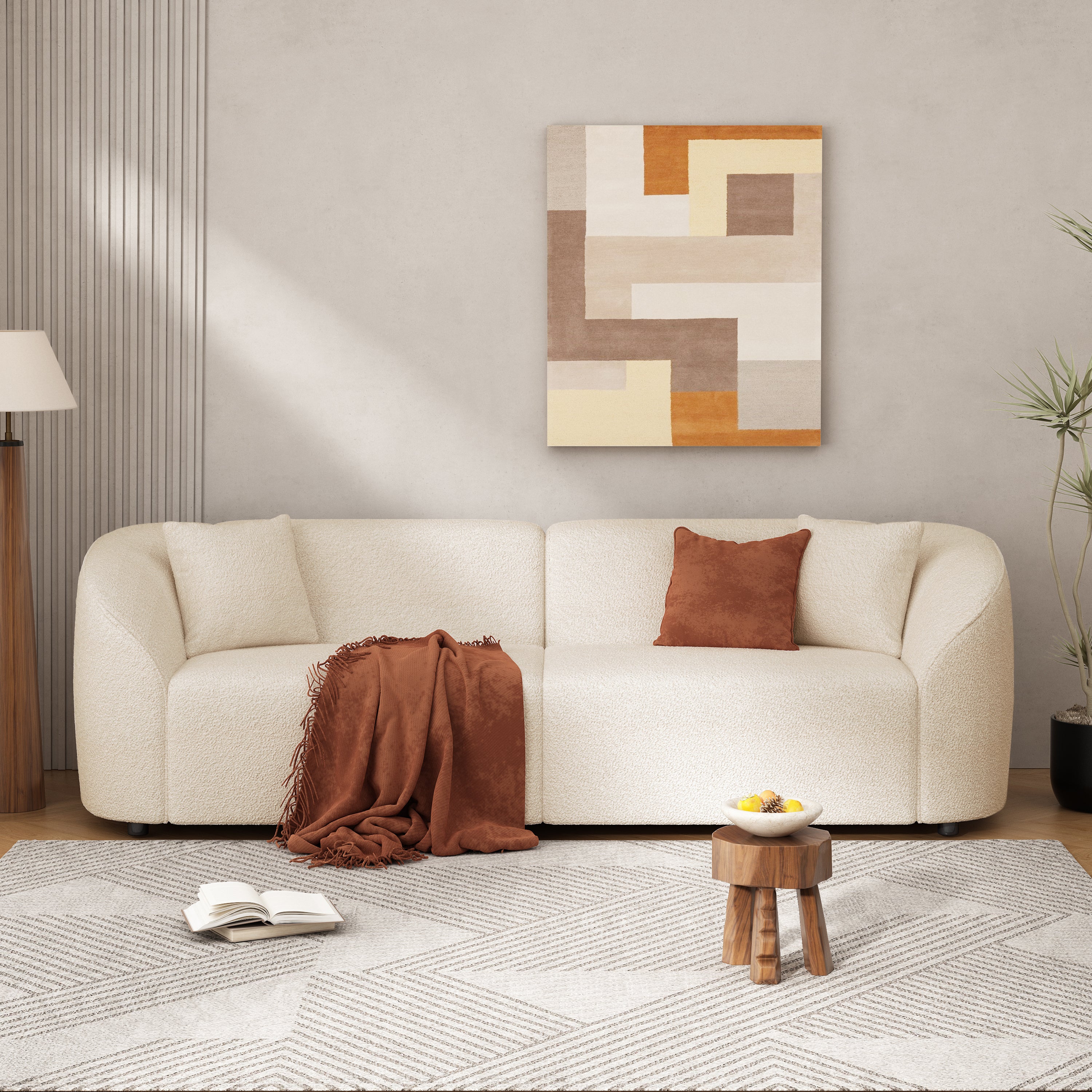 Elin Curved Boucle 87" Sofa