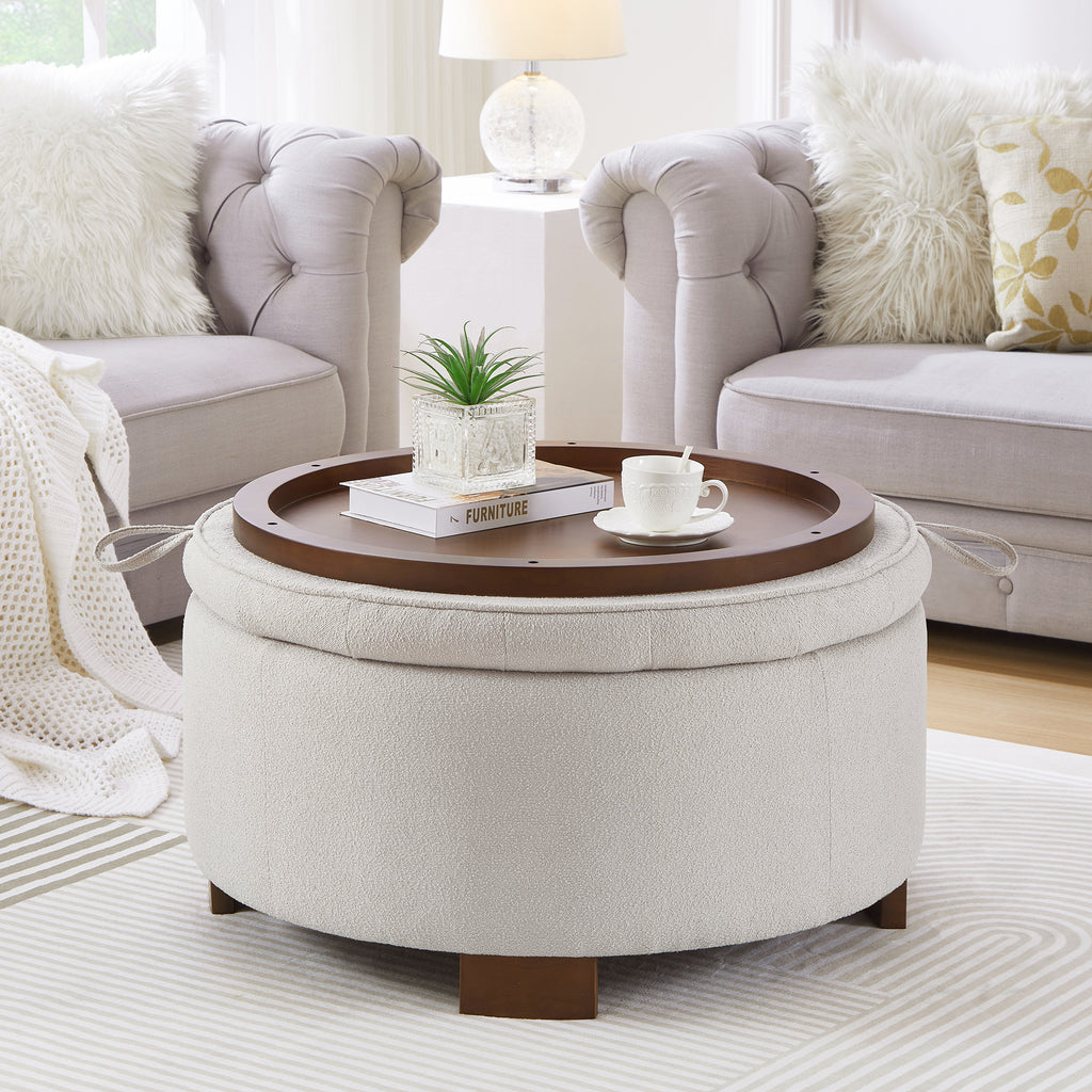 Torhild Round Boucle Ottoman