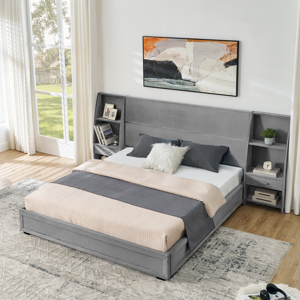 Dagny Velvet Queen Platform Bed Frame