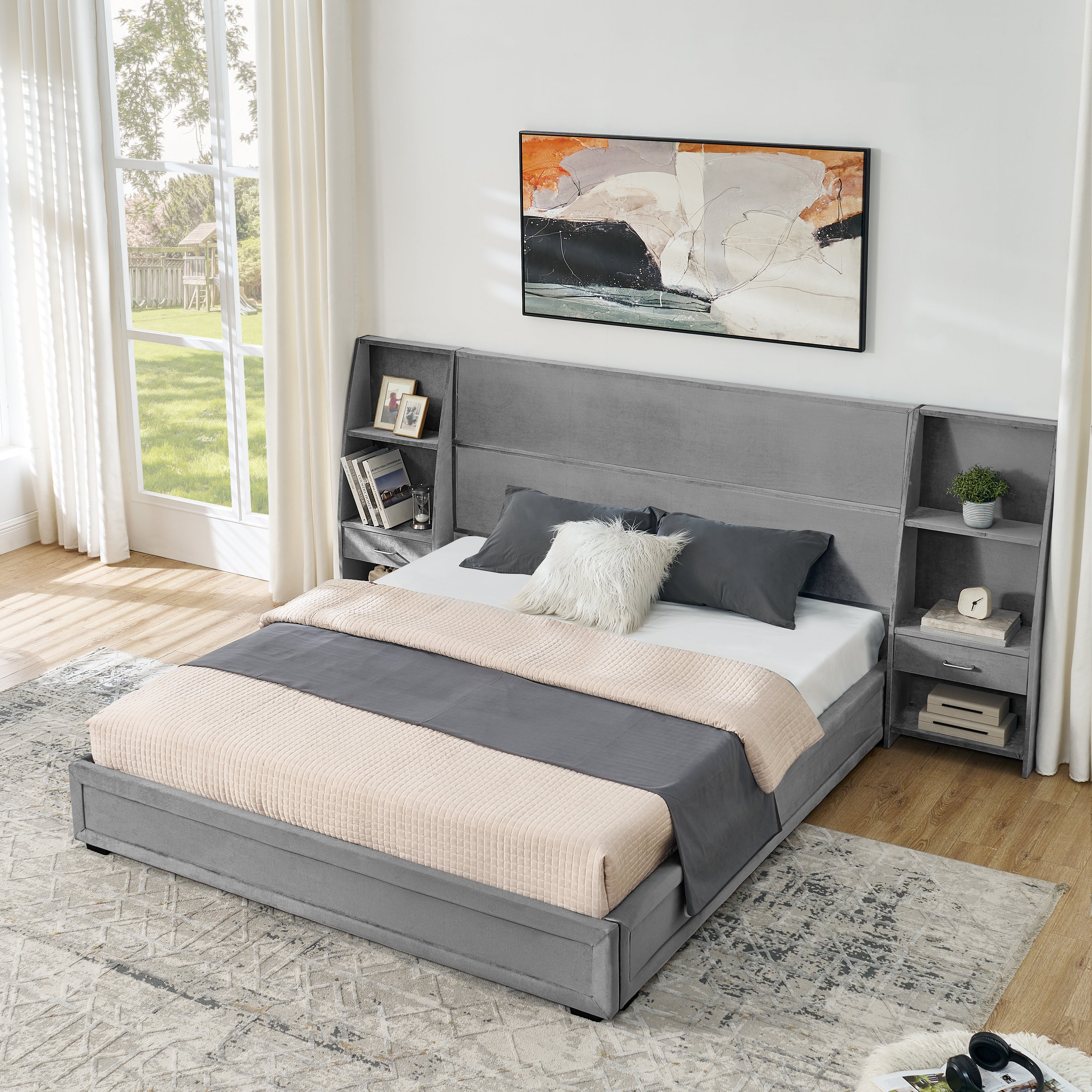 Dagny Velvet Queen Platform Bed Frame