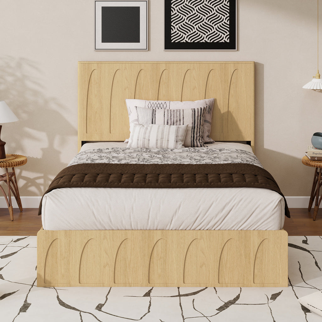 Dita Curved Solid Wood Queen Platform Bed Frame