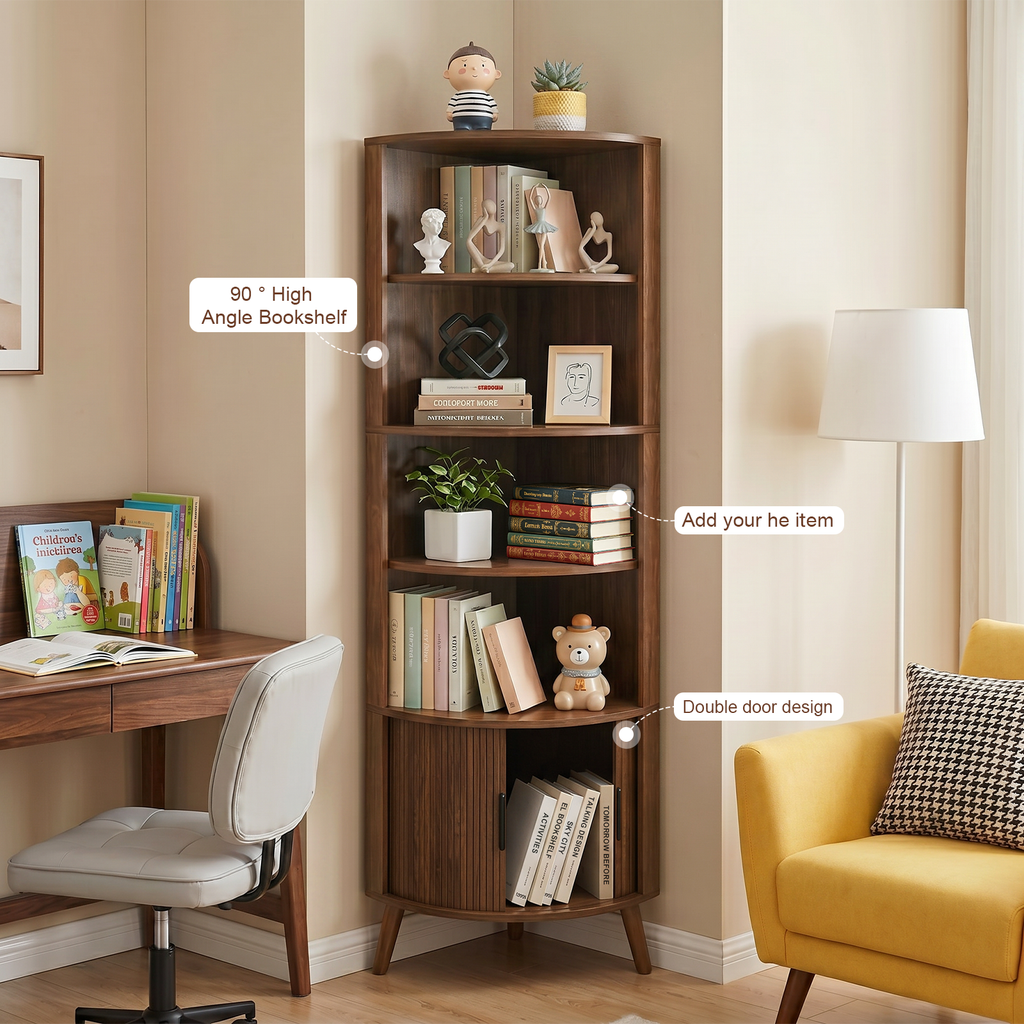 Ase Corner Walnut Bookshelf