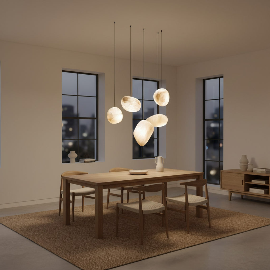 Pebbles Alabaster Pendant Lamp - Dining Room Lifestyle