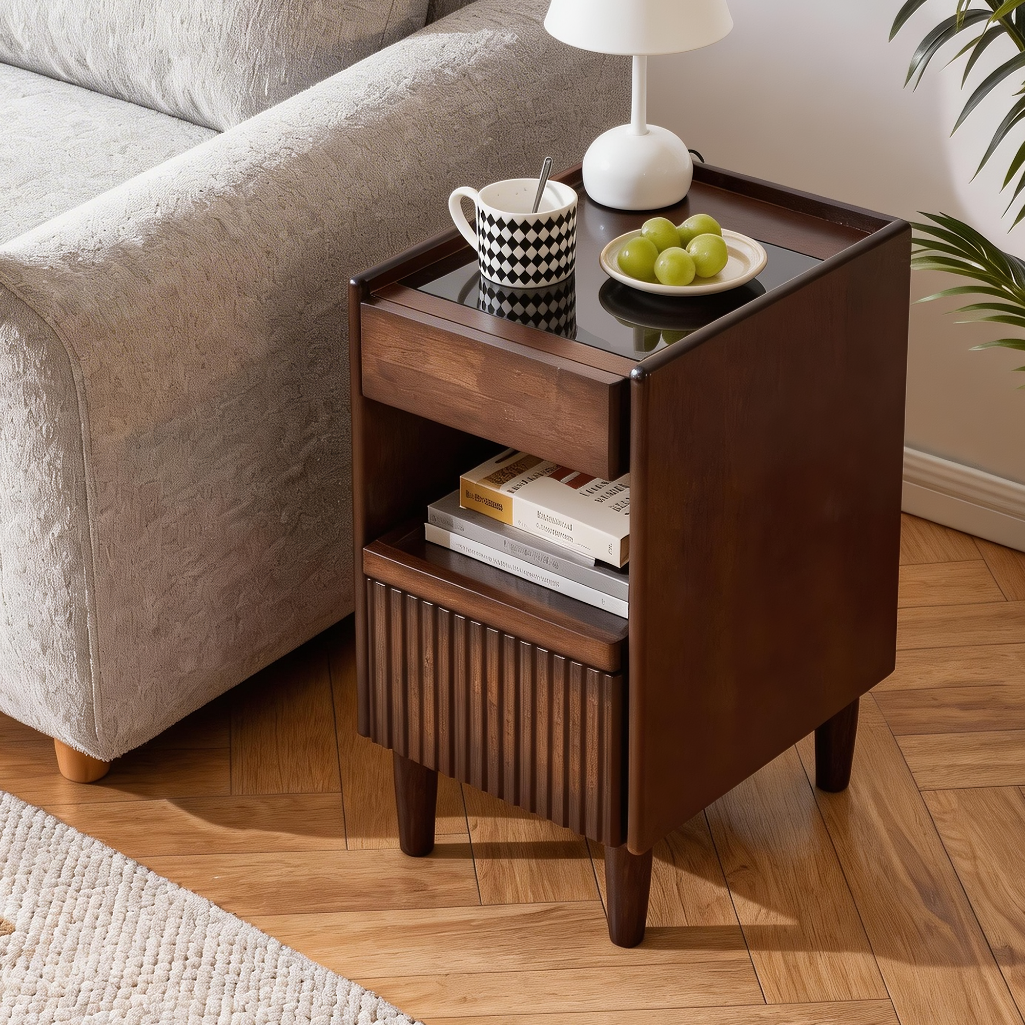 Lauge Storage Solid Wood Nightstand