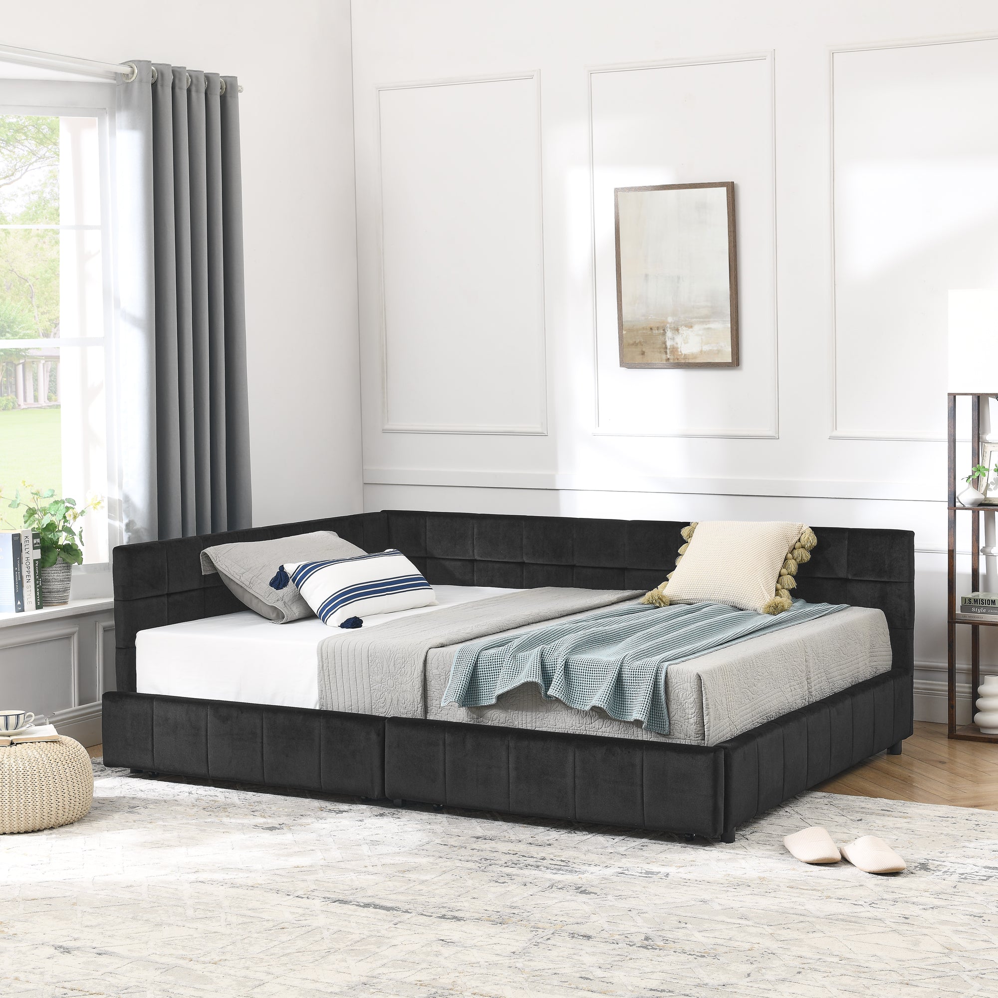 Dita Storage Velvet Full Bed Frame