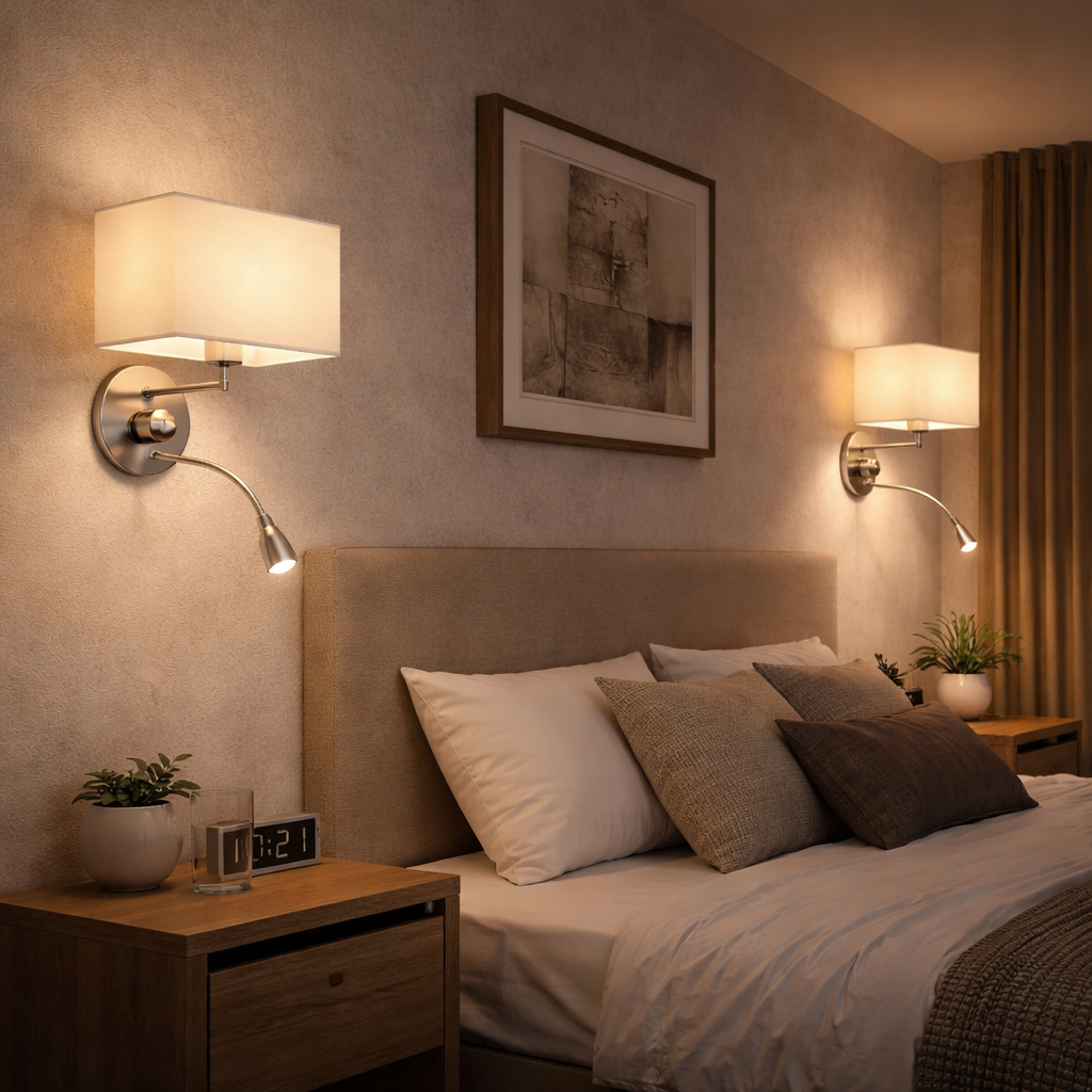 Wall Lamp With Flexible Reading Arm And Integrated LED Lighting