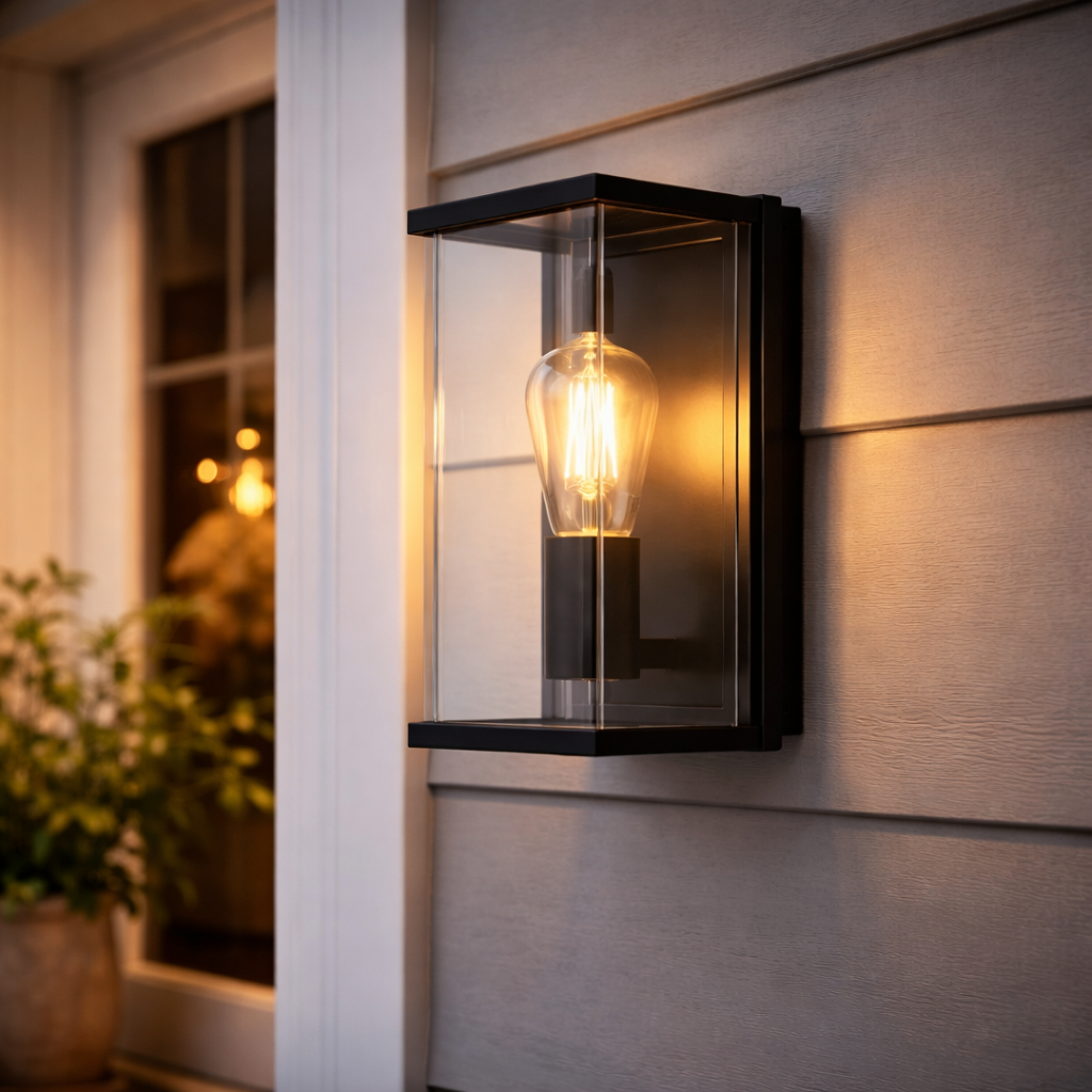 Buitenwandlamp Met Transparante Kap In Donkergrijs