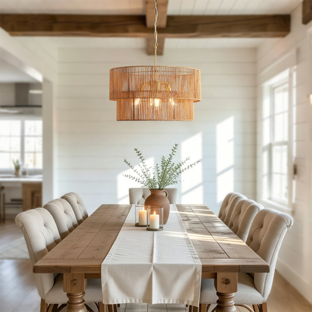 Runev Rattan Chandelier